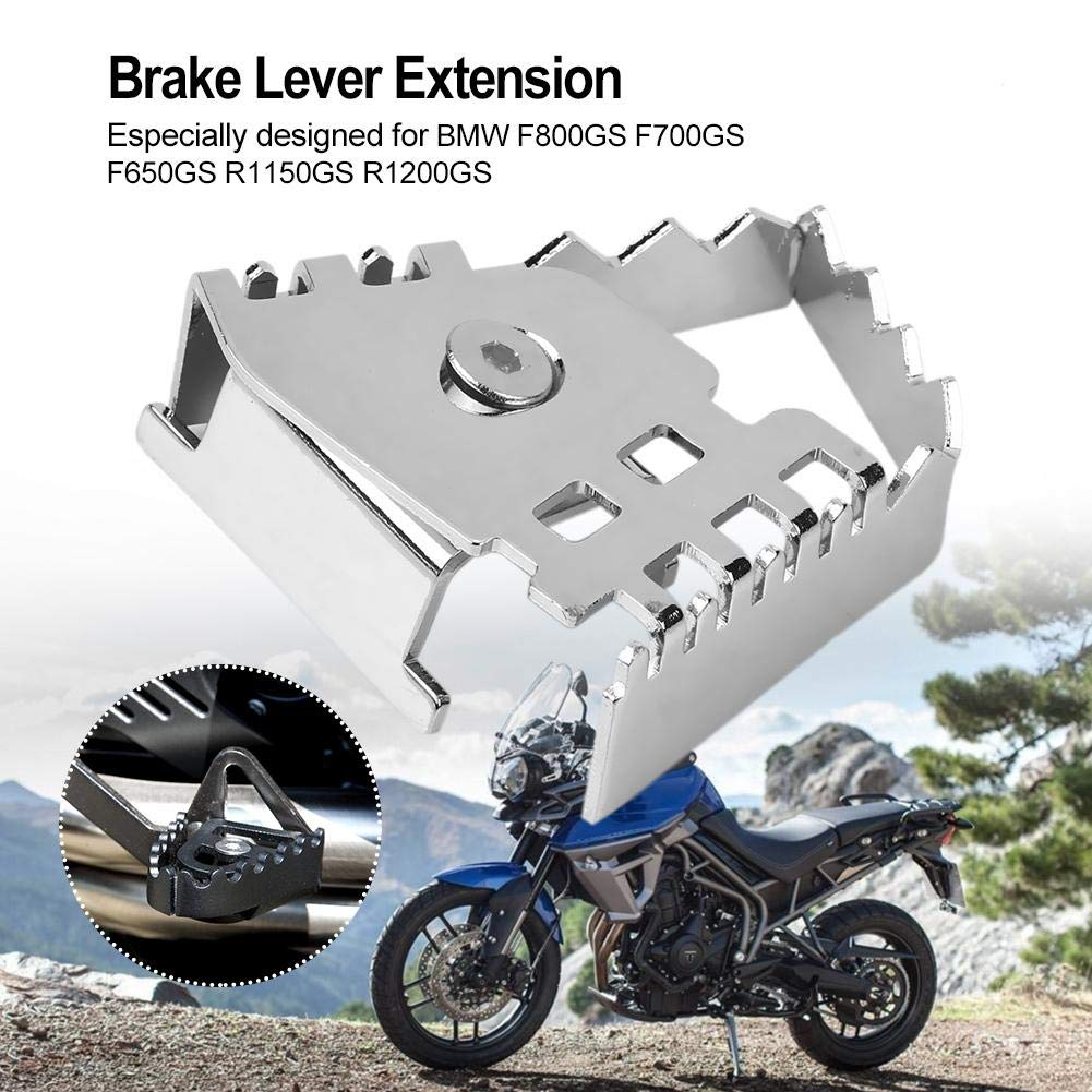 Motorcycle Rear Brake Pedal Extender - Enlarged Foot Brake Lever Extension Pad for BMW F800GS F700GS (Plating) - Improve Comfort & Control for Long Rides & Off-Road Adventures
