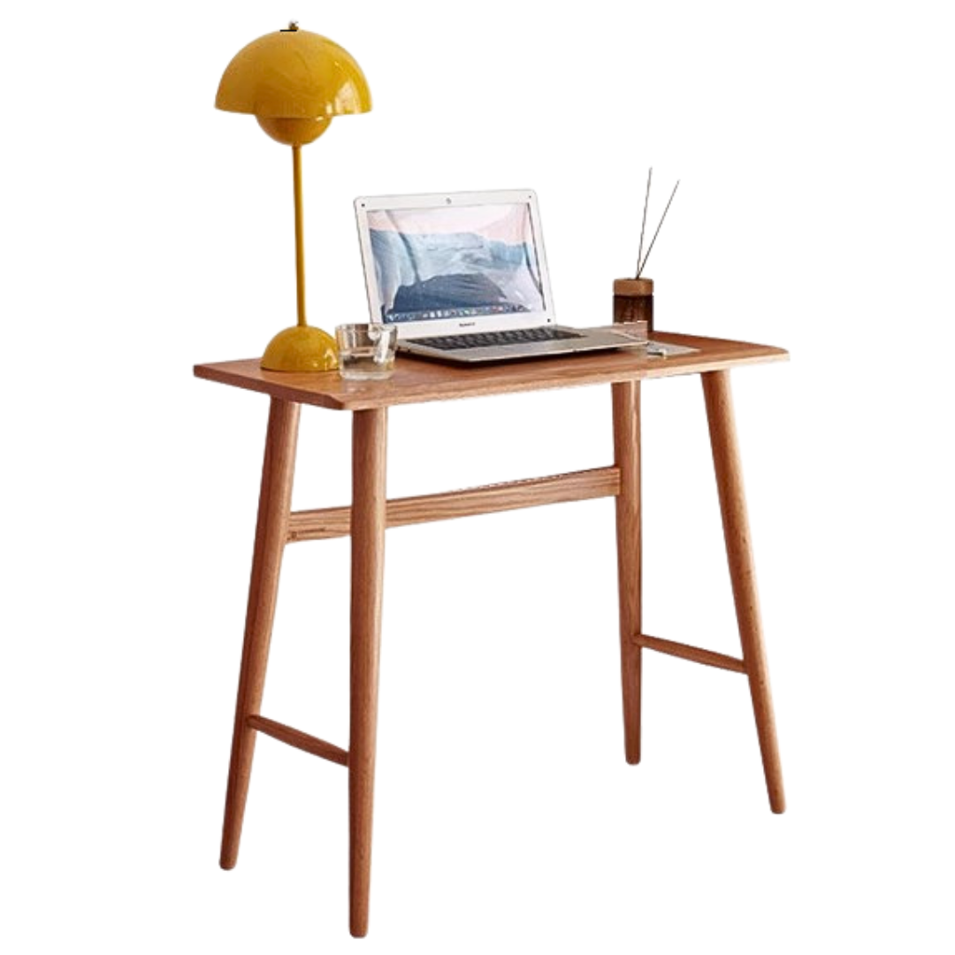 Solid Oak & Cherry Wood Narrow Office Desk - Compact Workspace Solution for Small Spaces & Home Offices