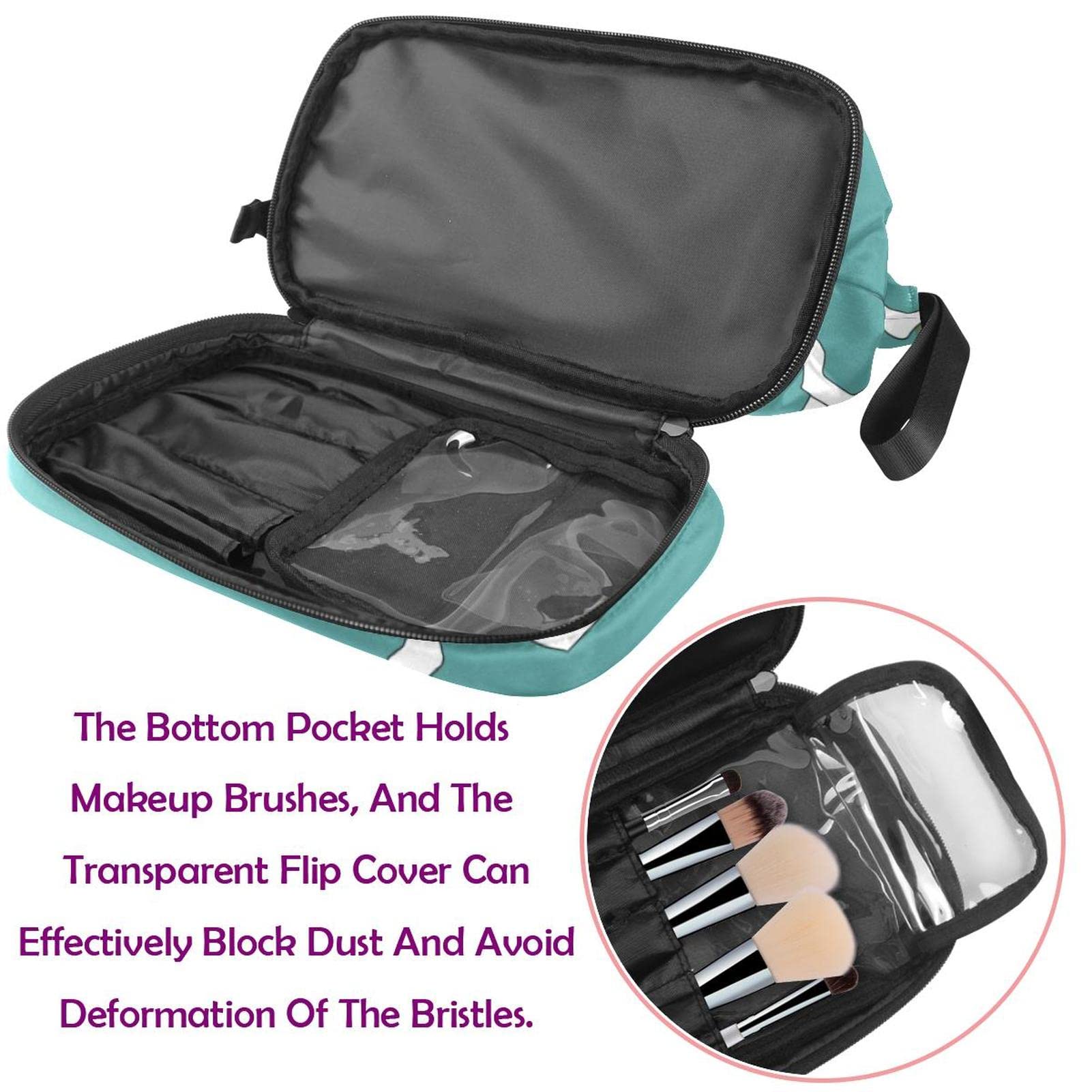 Large Makeup Bag for Travel - White Dinosaur Cosmetic Organizer & Toiletry Bag for Women | Perfect for Travel, Gym, and Daily Essentials Storage