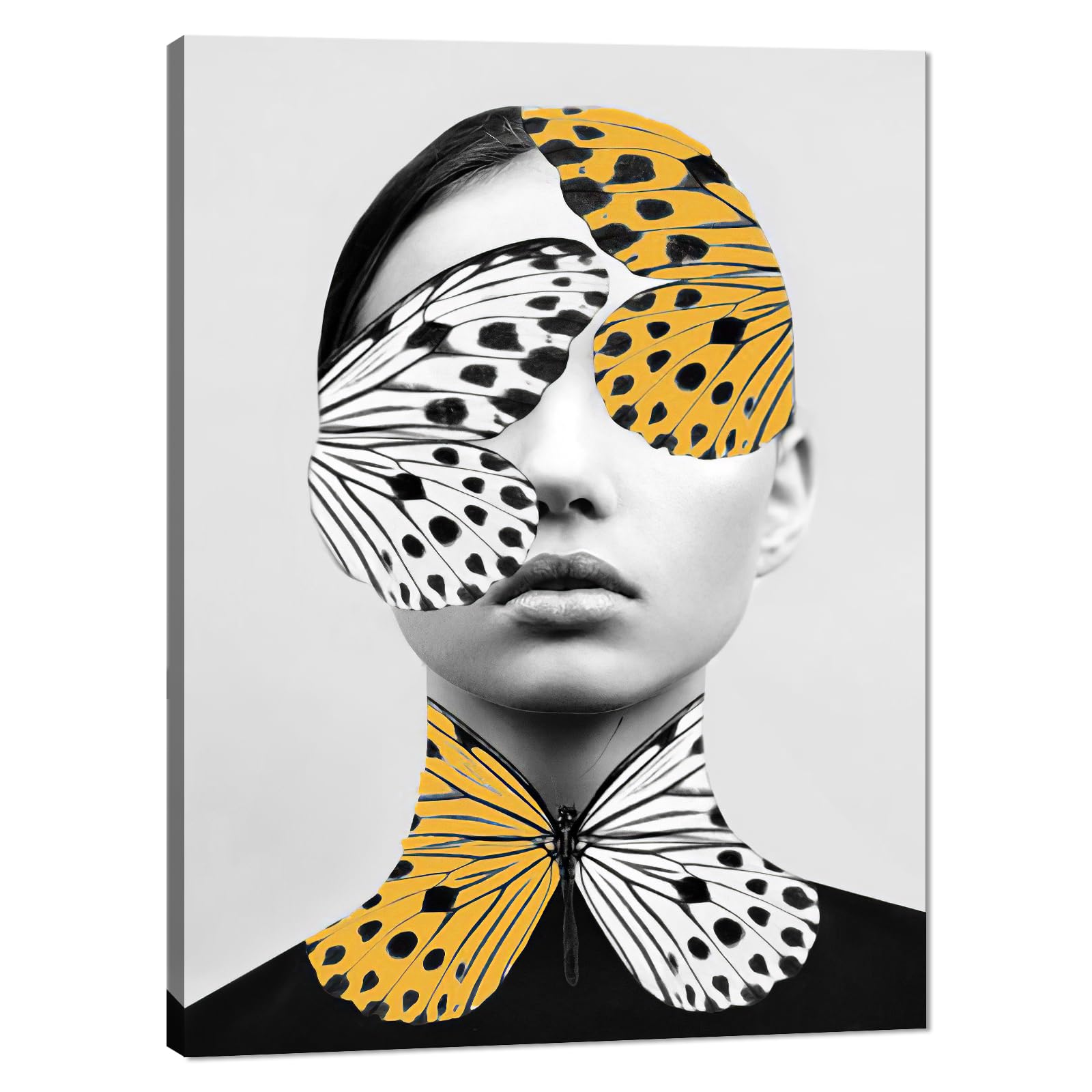 Abstract Butterfly Woman Canvas Wall Art - Modern Framed Painting for Living Room, Bedroom & Office Decor - 12x16 Inch Ready to Hang Poster Print | Perfect for Home, Apartment & Workspace Wall Decoration