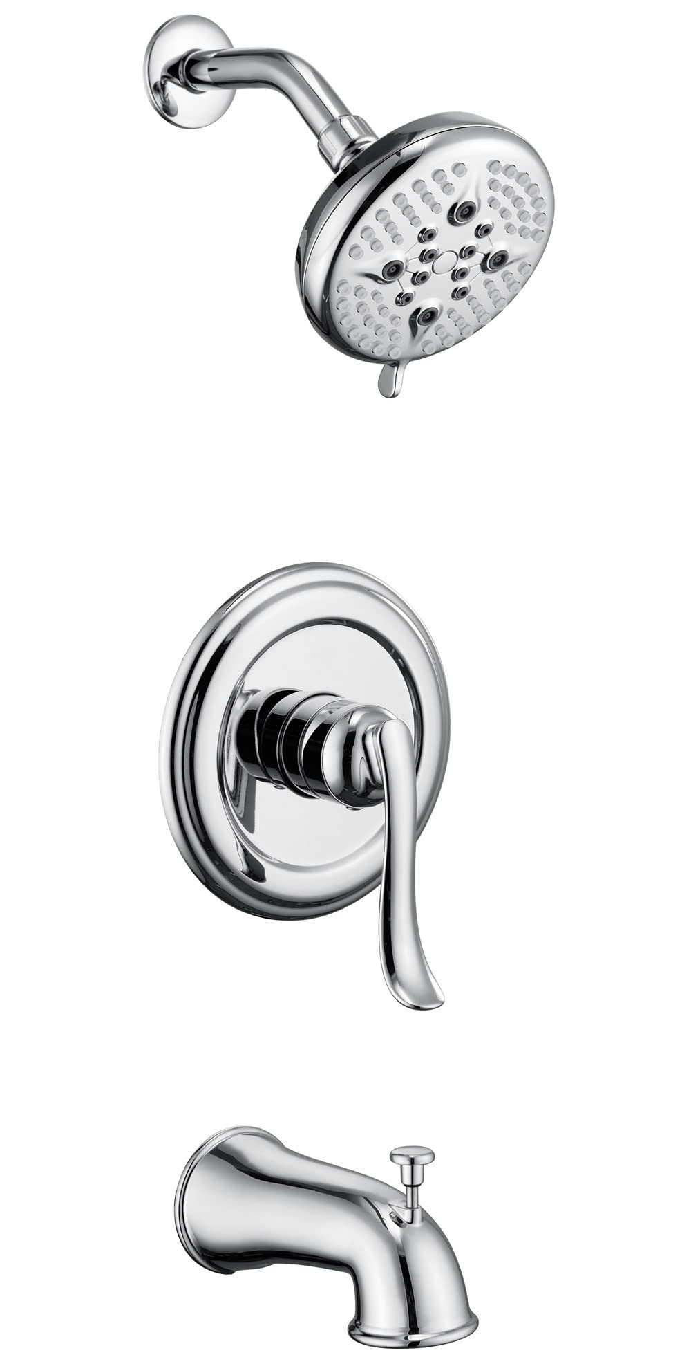 Premium Chrome Single Handle Shower System with Tub Spout - Rain Mixer Shower Faucet Combo Set with Valve for Modern Bathroom Renovation | Perfect for Spa-Like Showers and Relaxing Baths