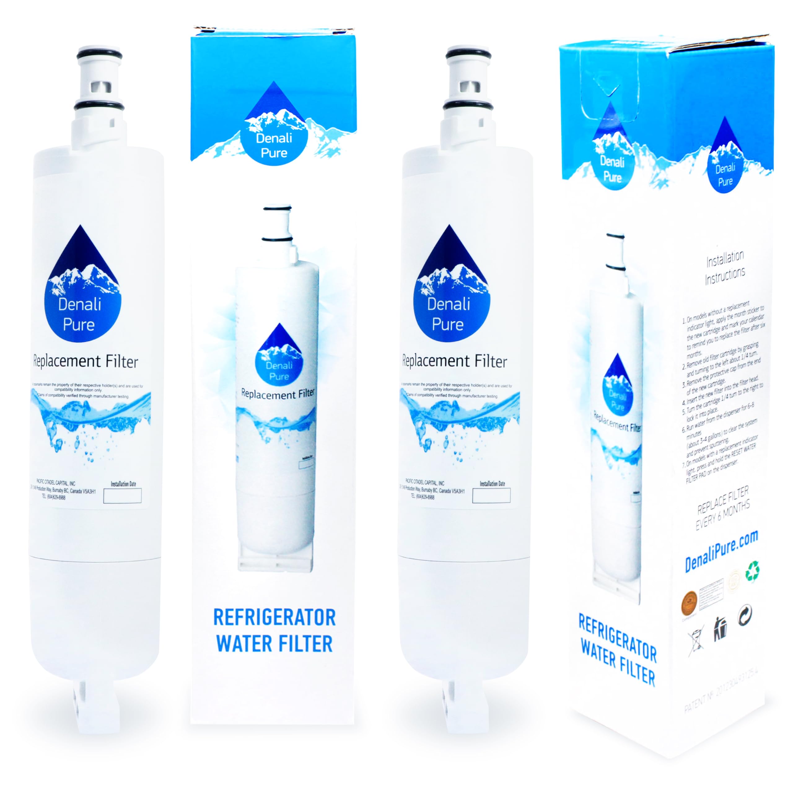 2-Pack Kenmore Refrigerator Water Filter Replacement - Compatible with Sears/Kenmore 10655509400, 46-9010, 46-9902, 46-9908 - Pure Drinking Water for Home & Office Use