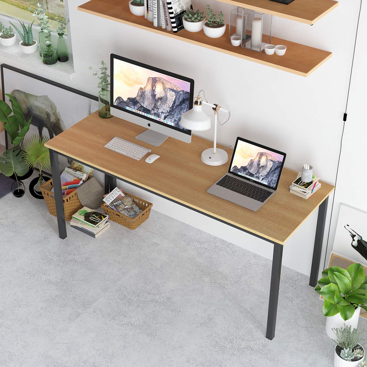 DlandHome Large Computer Desk - 63 Inch Long Home Office Table, Writing Desk, Study Table, Gaming Desk Workstation for Home, Office & Gaming Setup