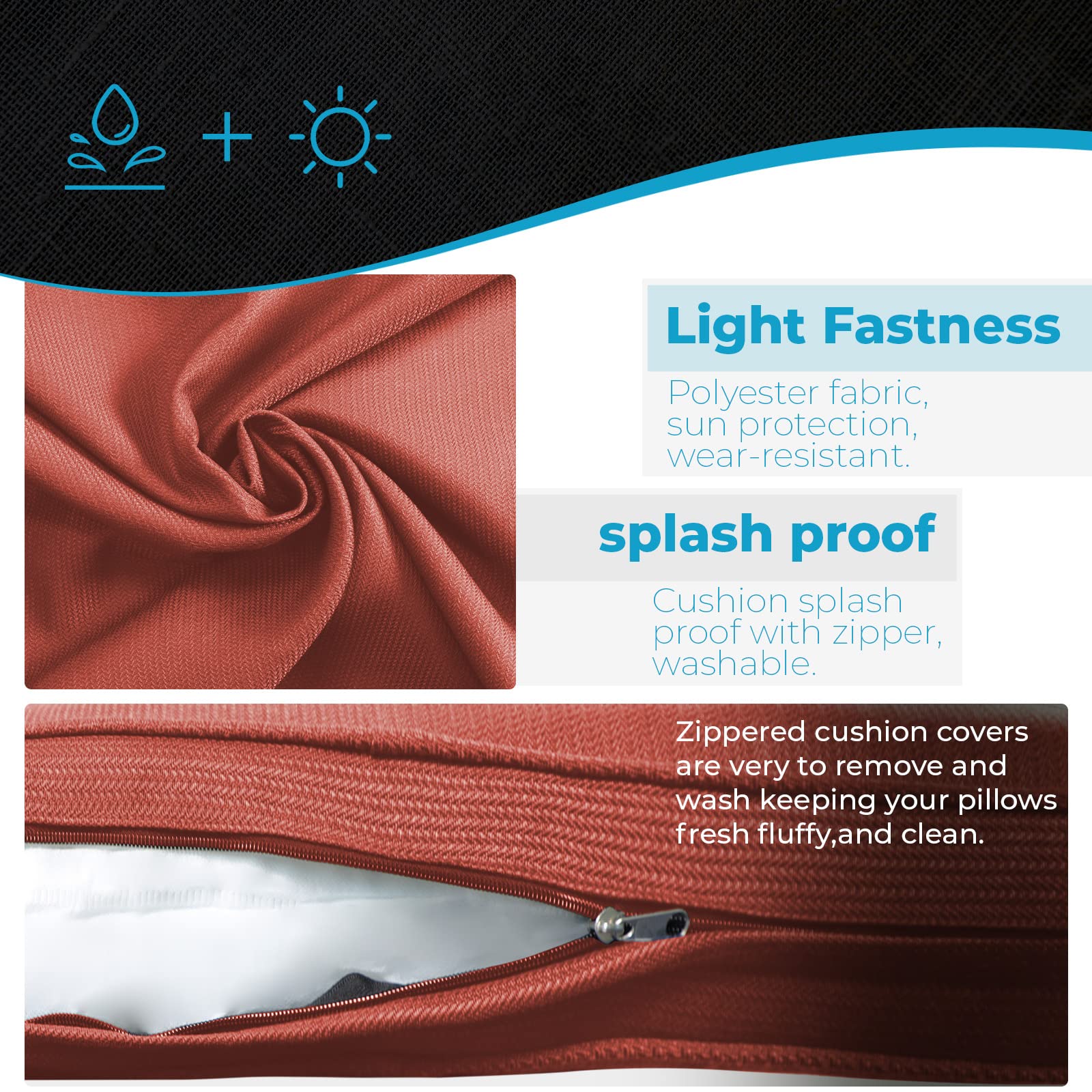 12-Piece Outdoor Patio Cushion Covers Set - Waterproof Replacement Slipcovers (6 Seat + 6 Back) with Zipper for Patio Furniture, Sofa, Sectional - Durable UV-Resistant Fabric - Orange - Perfect for Backyard, Deck, Poolside & Outdoor Living Spaces