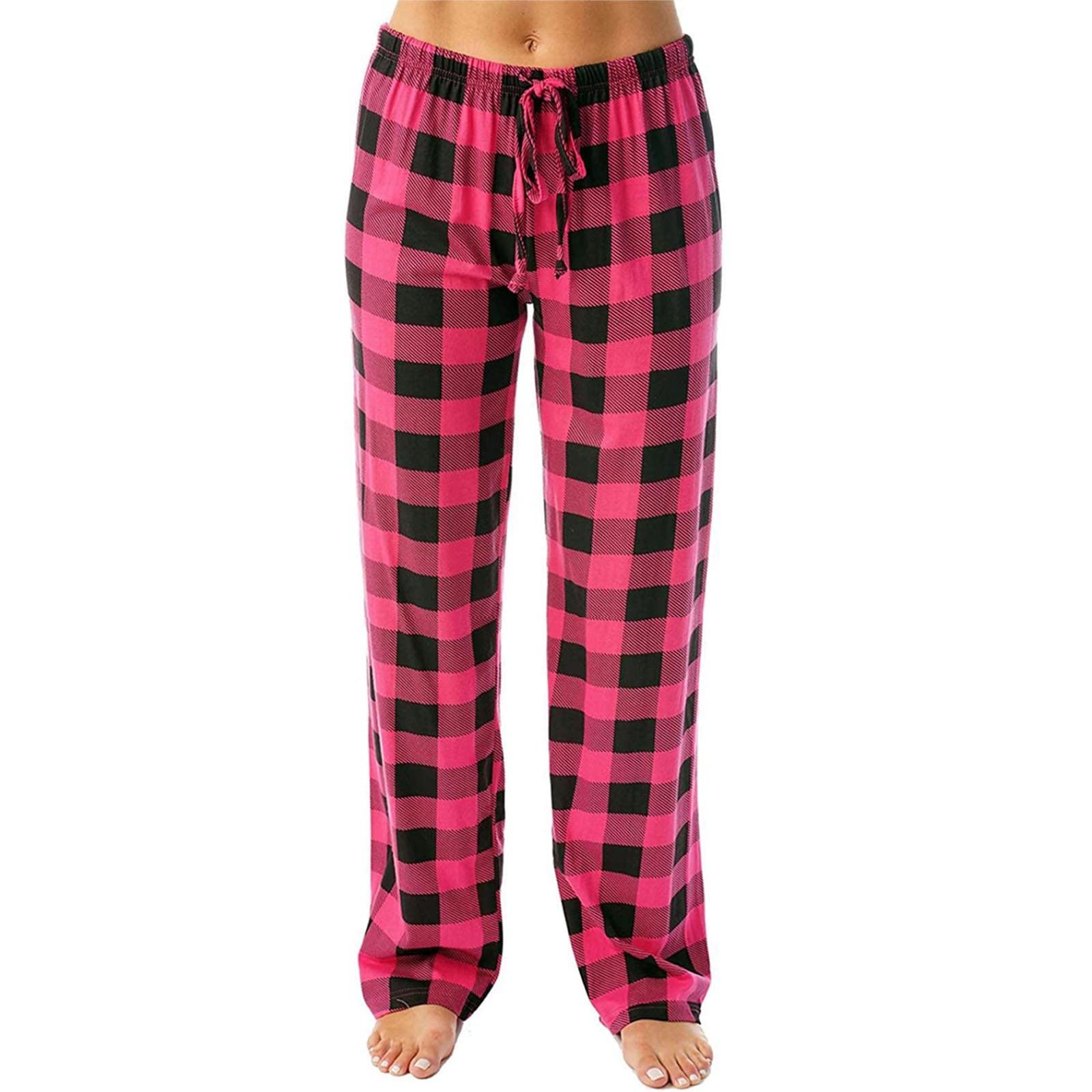 Women's Plaid Pajama Pants - Soft Lounge Pants with Elastic Drawstring Waist - Cozy Sleepwear & Casual Pajama Bottoms for Women - Perfect for Sleeping, Lounging at Home, and Relaxing