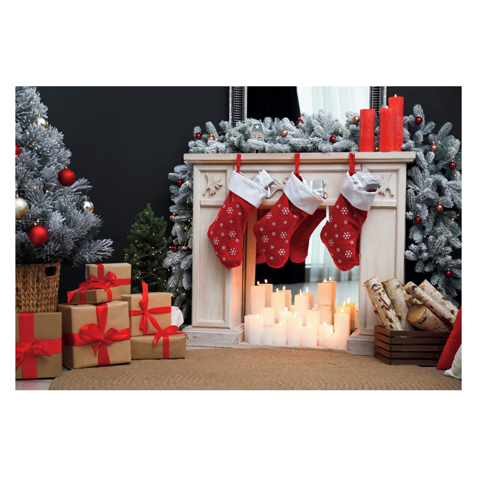 Santa Claus Christmas Backdrop - Wrinkle-Free Fabric Rectangle Party Decor (150x210cm) for Holiday Photos, Xmas Events & Home Decor