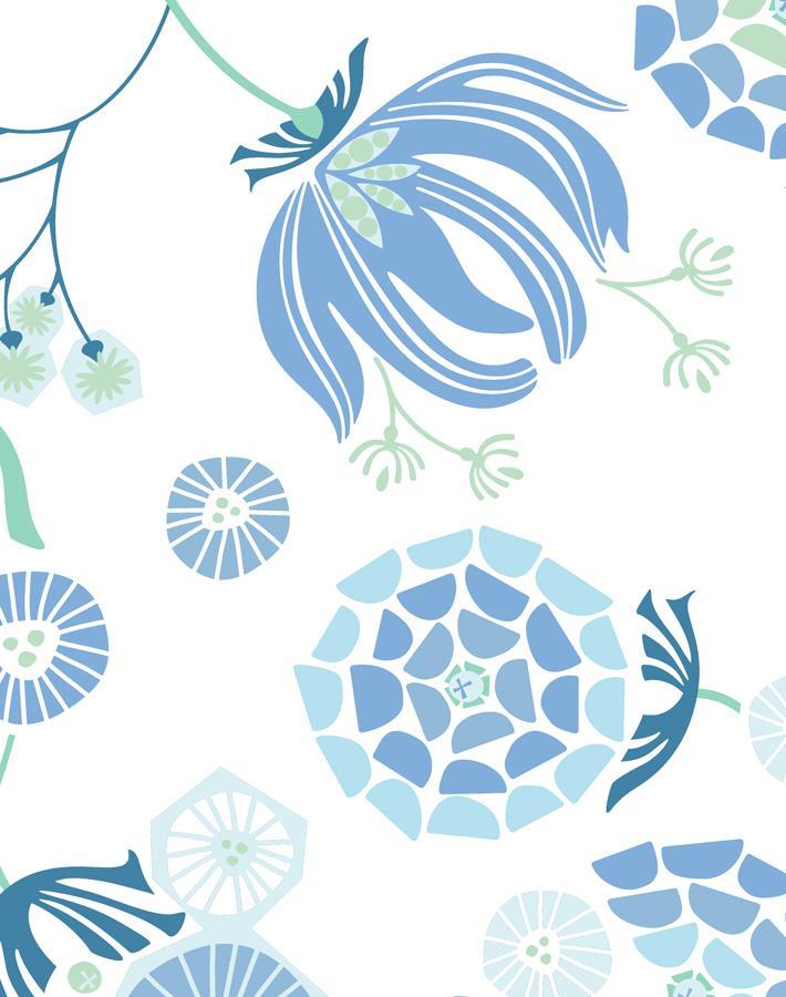 Mediterranean Floral Blue Wallpaper - Peel and Stick Removable Wallpaper for Bedroom, Living Room & Nursery - Tea Collection Home Decor