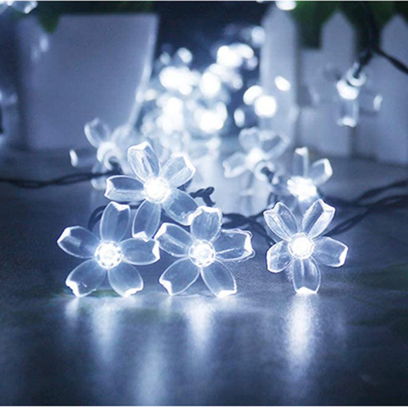 iKenta 20 LED Solar String Lights - 16.4ft Cherry Blossom Fairy Lights for Outdoor & Indoor Decor - Waterproof Wedding, Party, Christmas Lighting - Perfect for Garden, Yard, Patio, Balcony and Wall Decorations (White)