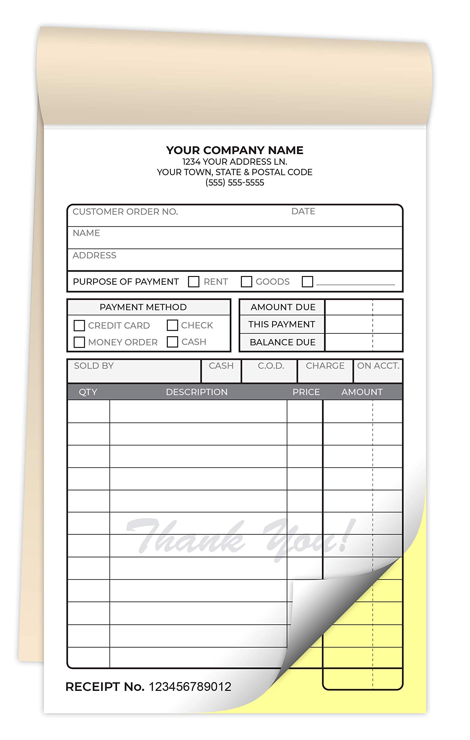 Custom Printed Carbonless Receipt Books 4.25