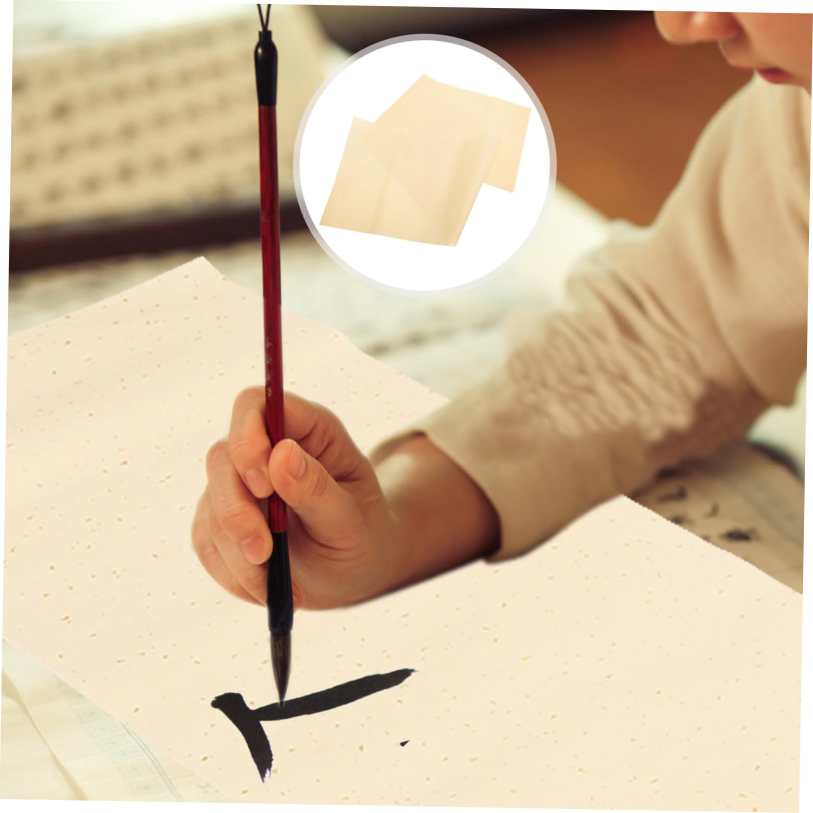 50pcs Premium Chinese Rice Paper for Calligraphy & Painting - Sumi Paper, Brush Writing Paper, Soft Shikishi with Gold Flakes - Perfect for Traditional Art, DIY Projects & Home Decor