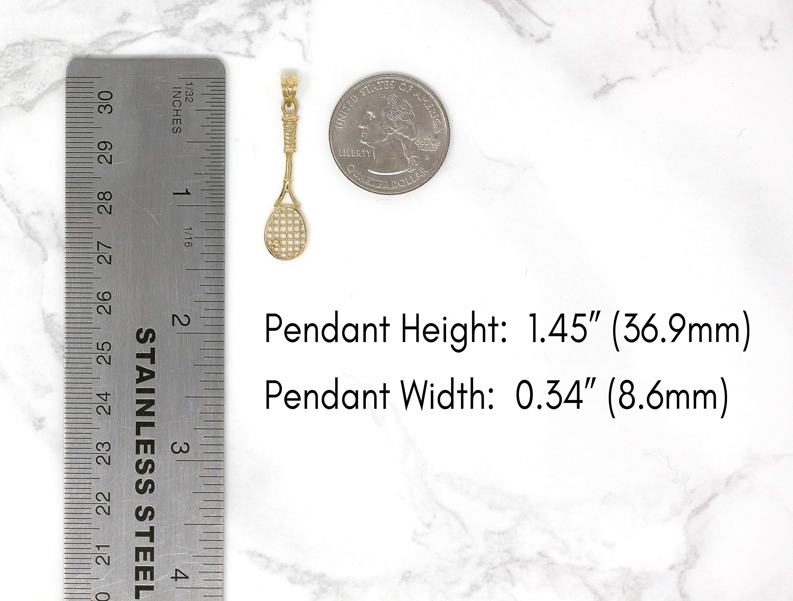 14K Gold Tennis Racket Charm Pendant Necklace for Women - Elegant Sports Jewelry Gift for Tennis Lovers, Players & Coaches (Perfect for Matches, Birthdays & Anniversaries)