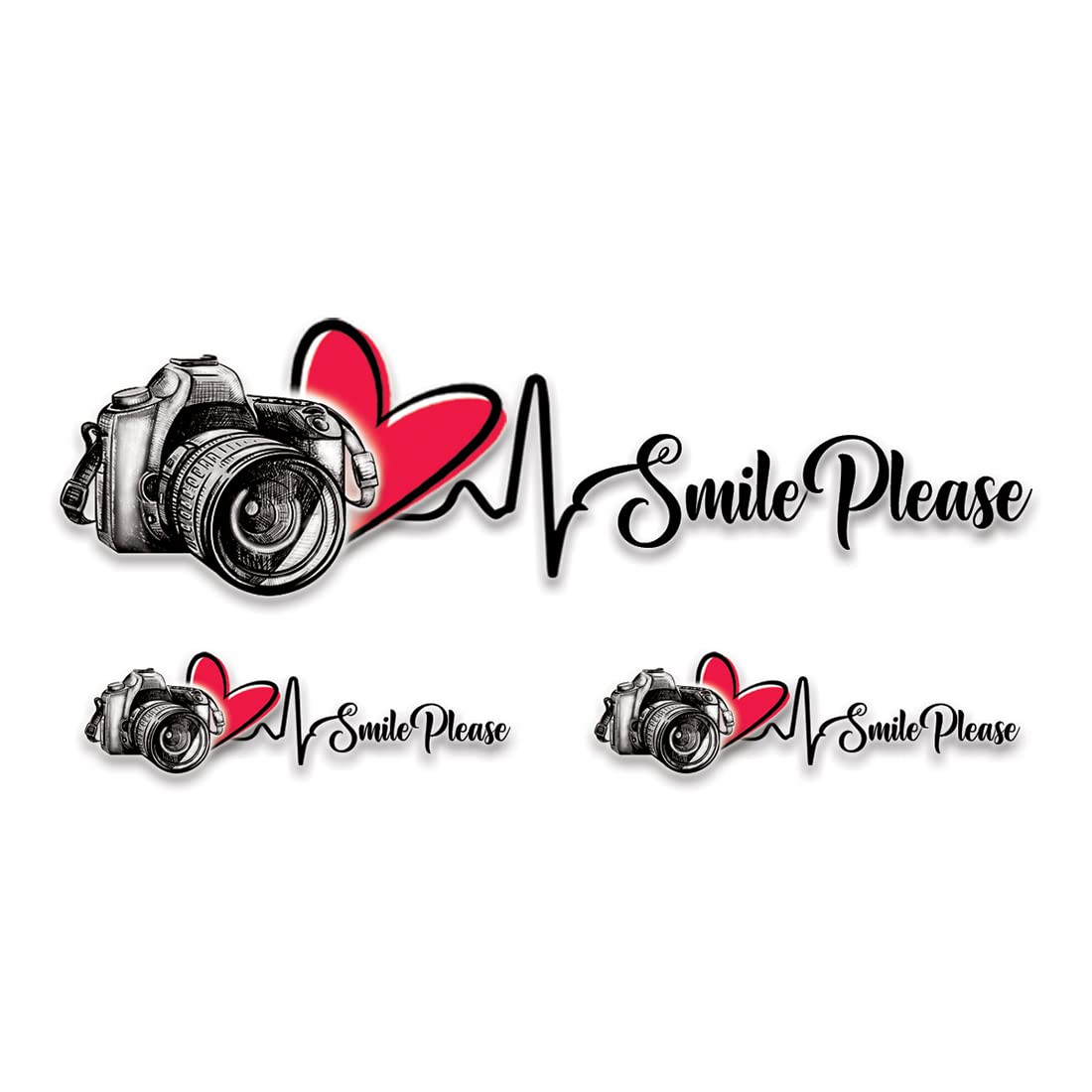 Waterproof Temporary Tattoo for Men & Women - 'Camera Smile Please' Design - Long Lasting Body Art for Parties, Festivals & Photo Shoots