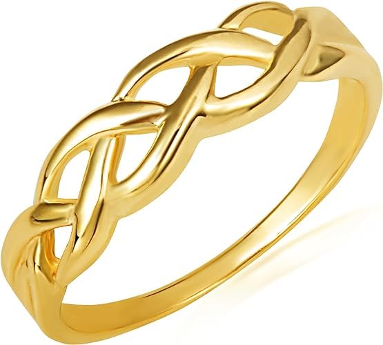 10K Yellow Gold Trinity Weave Celtic Wedding Ring for Women - Size 11 - Elegant Bridal Jewelry, Anniversary Gift, Irish Heritage Ring for Special Occasions