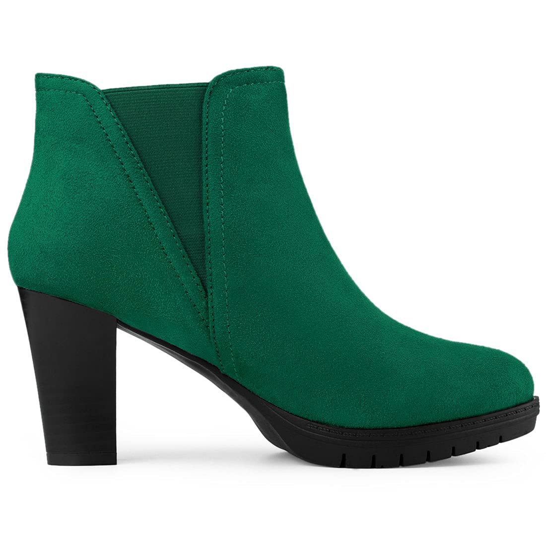 Allegra K Women's Chelsea Ankle Boots - Round Toe Block Heels for Comfort & Style | Perfect for Office, Parties & Fall/Winter Fashion