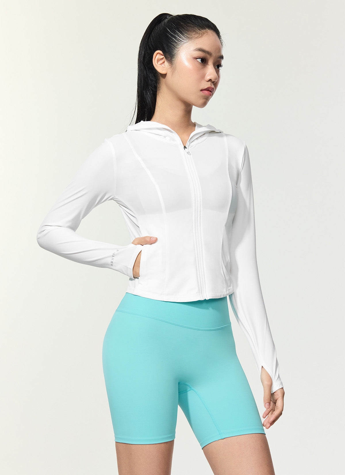 Lightweight Cooling Slim Fit Crop Hoodie Jacket for Women - Breathable Summer Workout & Casual Wear