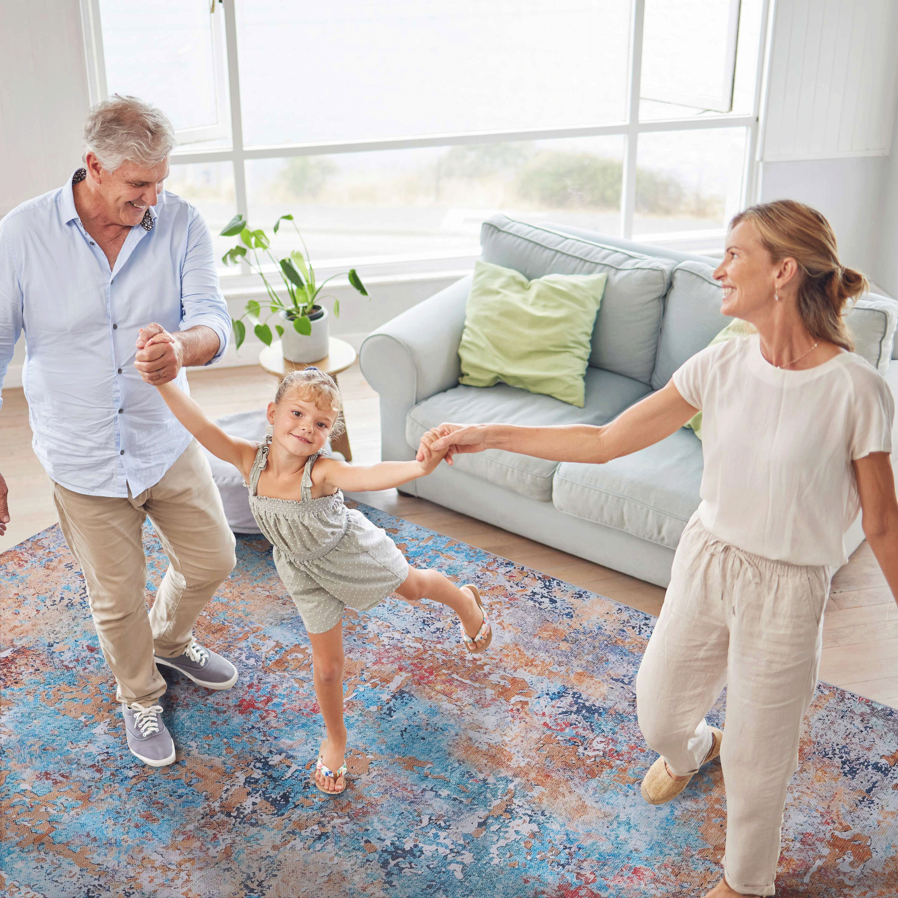 DTY Signature 8x10 Washable Low Pile Non-Slip Area Rug - Foldable, Non-Shedding, Kid & Pet Friendly - Perfect for Living Room, Bedroom, Kitchen (Multi, 8' x 10') - Adds Comfort & Style to Your Home Decor