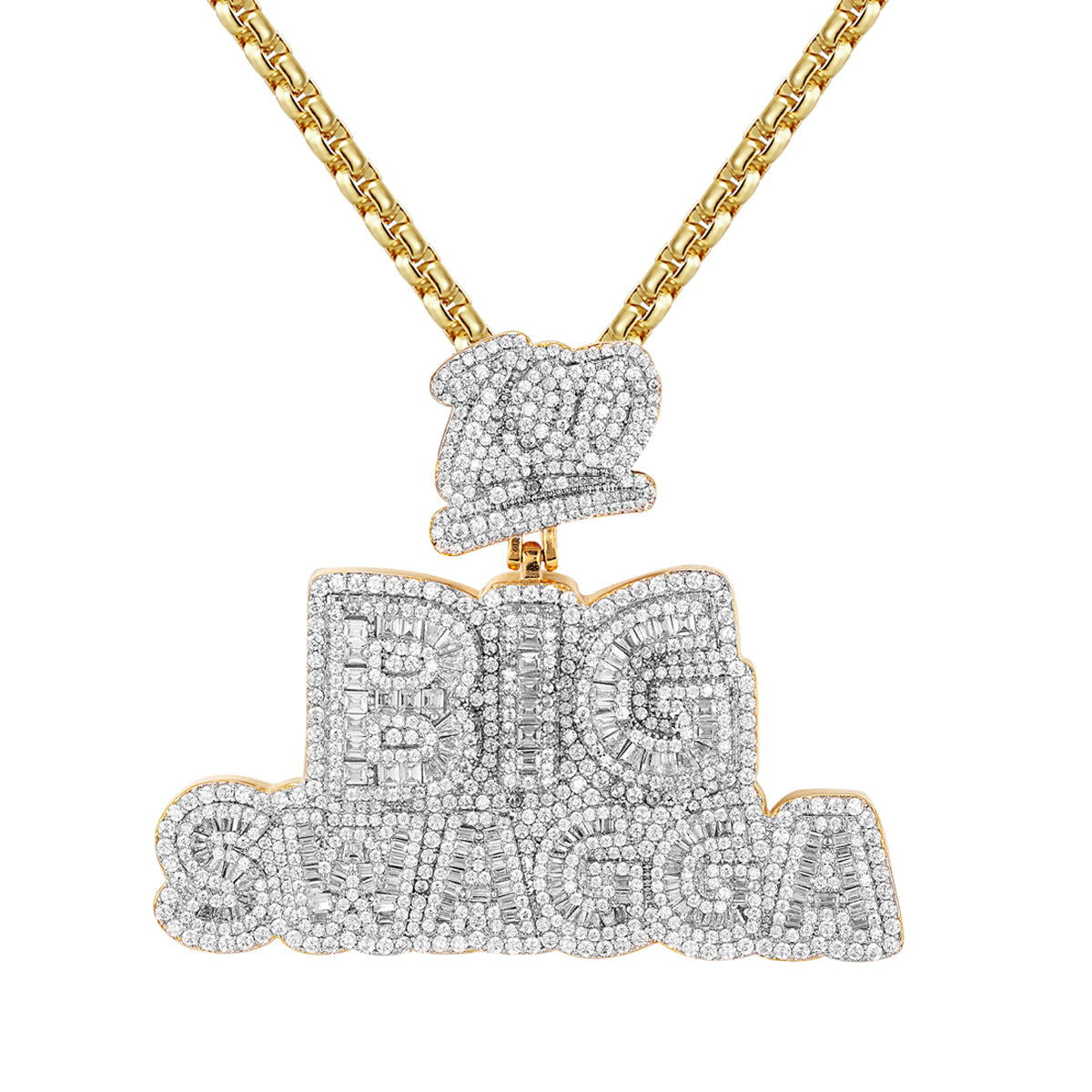 Men's Sterling Silver Double Layer Icy Gold Tone Pendant Necklace - Hip Hop Jewelry for Men, Perfect for Parties, Gifts & Everyday Wear