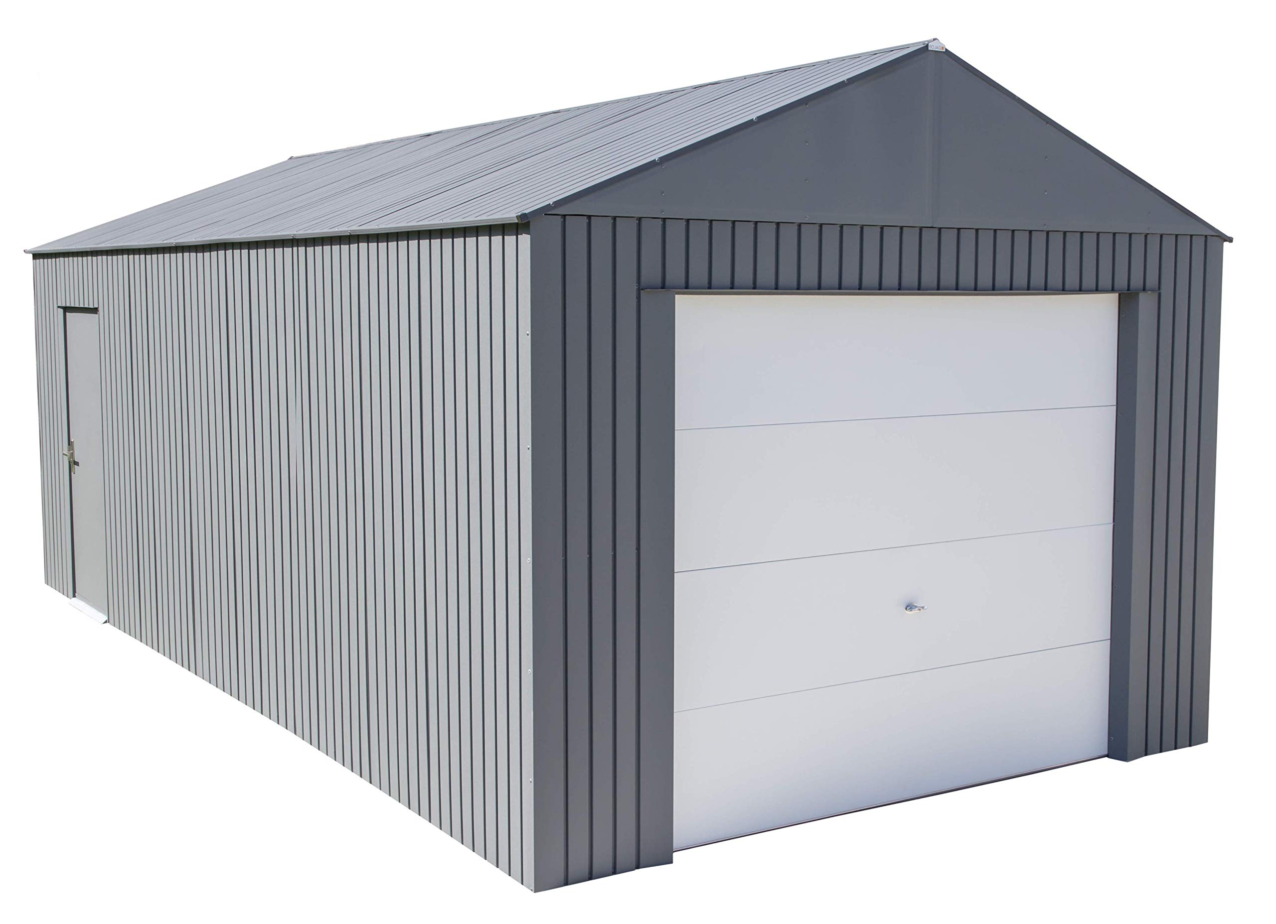 Sojag 12' x 25' Everest Galvalume Steel Garage Storage Building with Extra Tall Walls - Charcoal | Durable Outdoor Shed for Tools, Equipment & Vehicle Protection