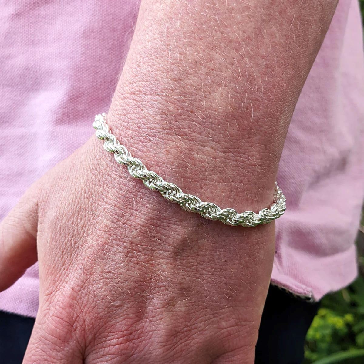 925 Sterling Silver Diamond Cut Rope Chain Necklace for Men - 5MM, 6MM, 7.5MM, 8.5MM Thickness - Italian Made Mens Jewelry - Perfect for Gifts, Weddings & Everyday Wear