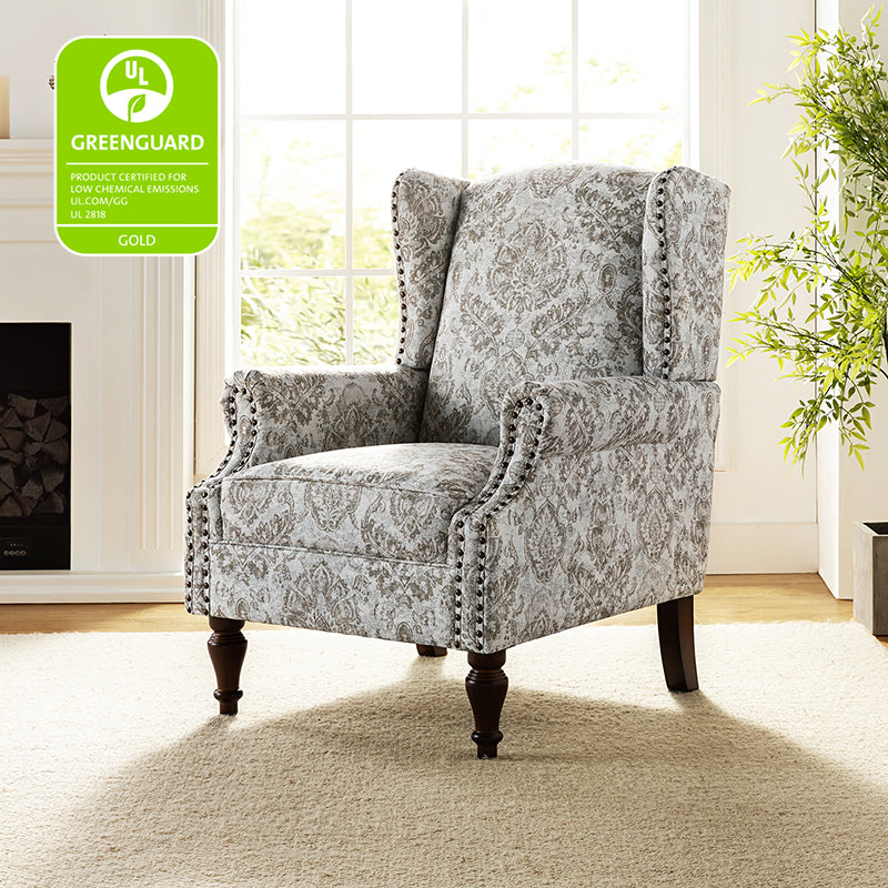 Felix Upholstered Wingback Armchair with Spindle Legs - Comfortable Living Room Chair for Reading & Relaxing - Perfect for Home Office, Bedroom or Lounge Area
