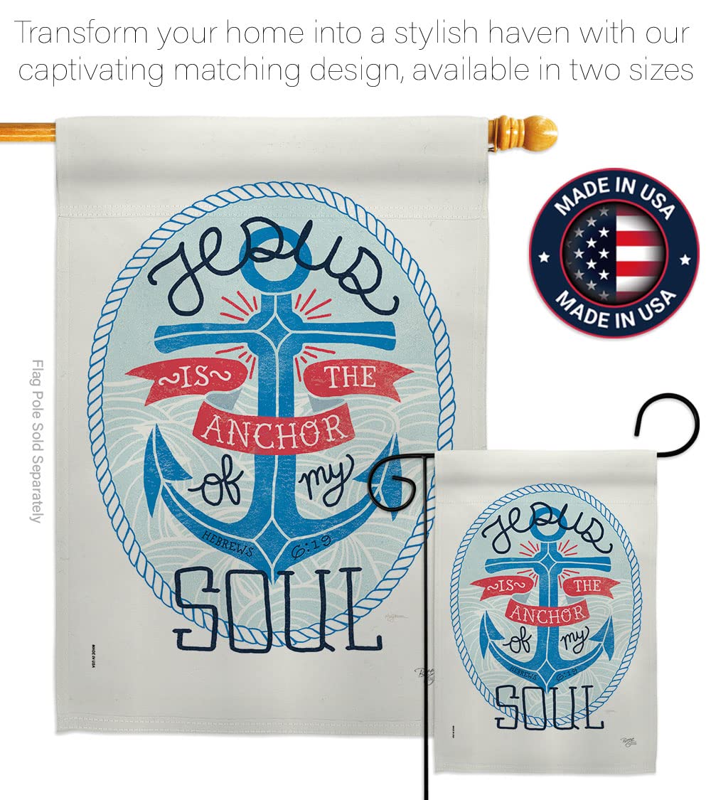 Jesus is The Anchor House Flag - Religious Bible Verse Christian Decor with Eagle Design - Double-Sided Outdoor Garden Yard Banner for Faith, Hope & Prayer - Made in USA - Perfect for Church Events, Home Worship & Christian Gift Giving