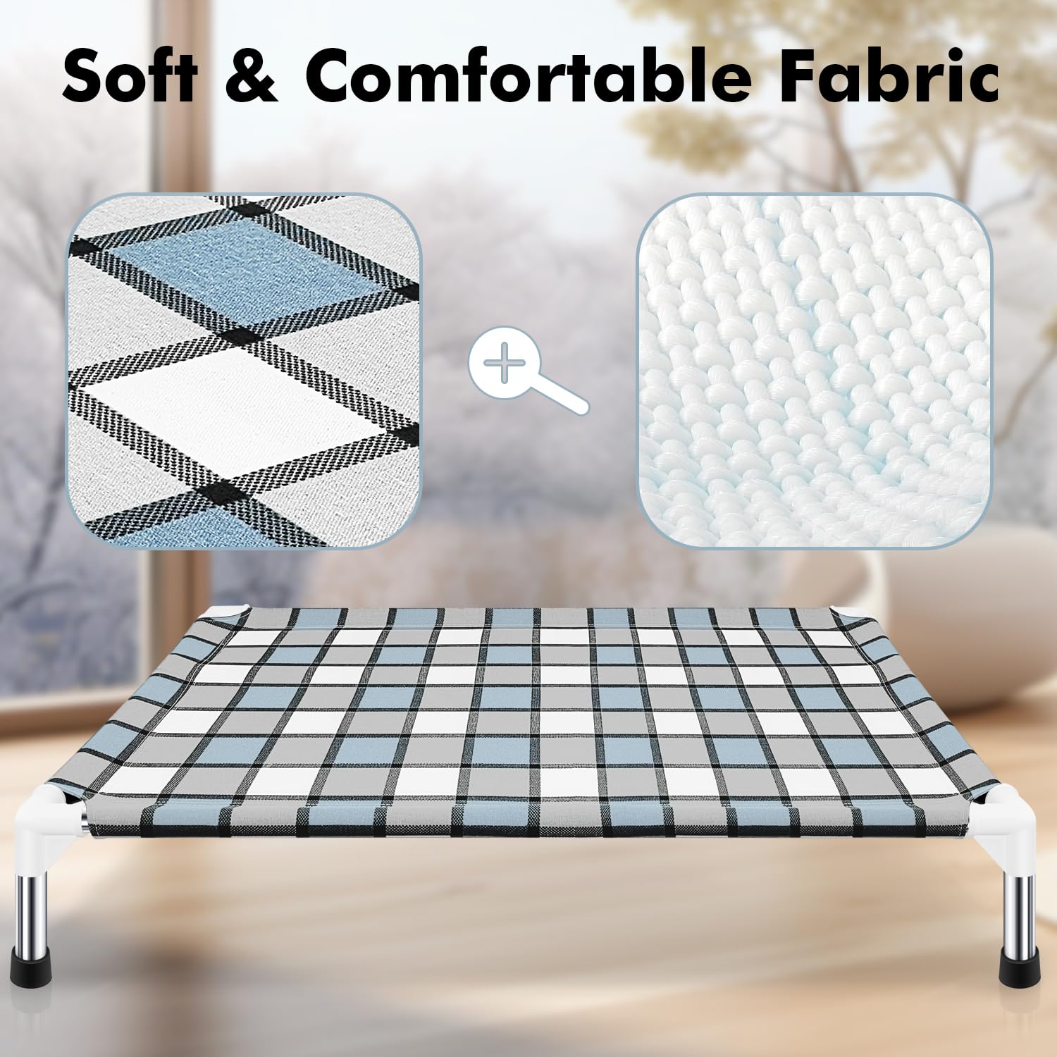 **Elevated Dog Bed - Raised Cooling Pet Cot for Medium Dogs, Breathable Mesh & Durable Frame - Perfect for Outdoor, Indoor, Camping & Patio Use**