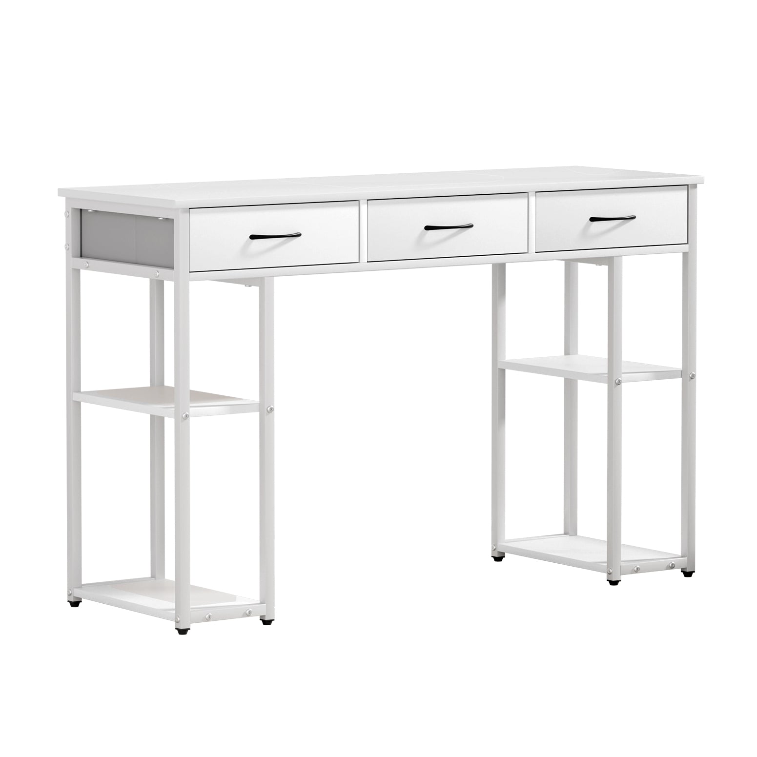 120CM White Computer Desk with Drawer & Shelves - Study Table for Home Office, Gaming & Workspace Organization