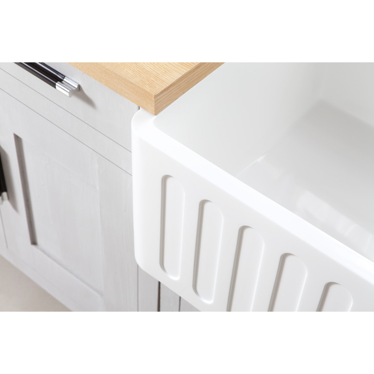 Arcticstone 36 Inch White Farmhouse Kitchen Sink - Matte White Solid Surface Single Bowl Apron Front Sink with Strainer - Perfect for Modern Farmhouse & Rustic Kitchen Designs