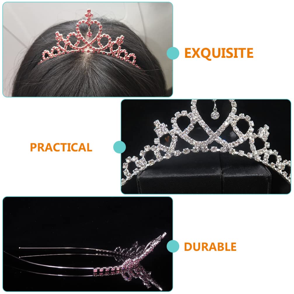 2PCS Rhinestone Crown Headbands for Kids & Girls - Sparkly Tiaras, Fashion Headdress, Hair Hoops for Birthday Parties, Pageants & Dress-Up Play