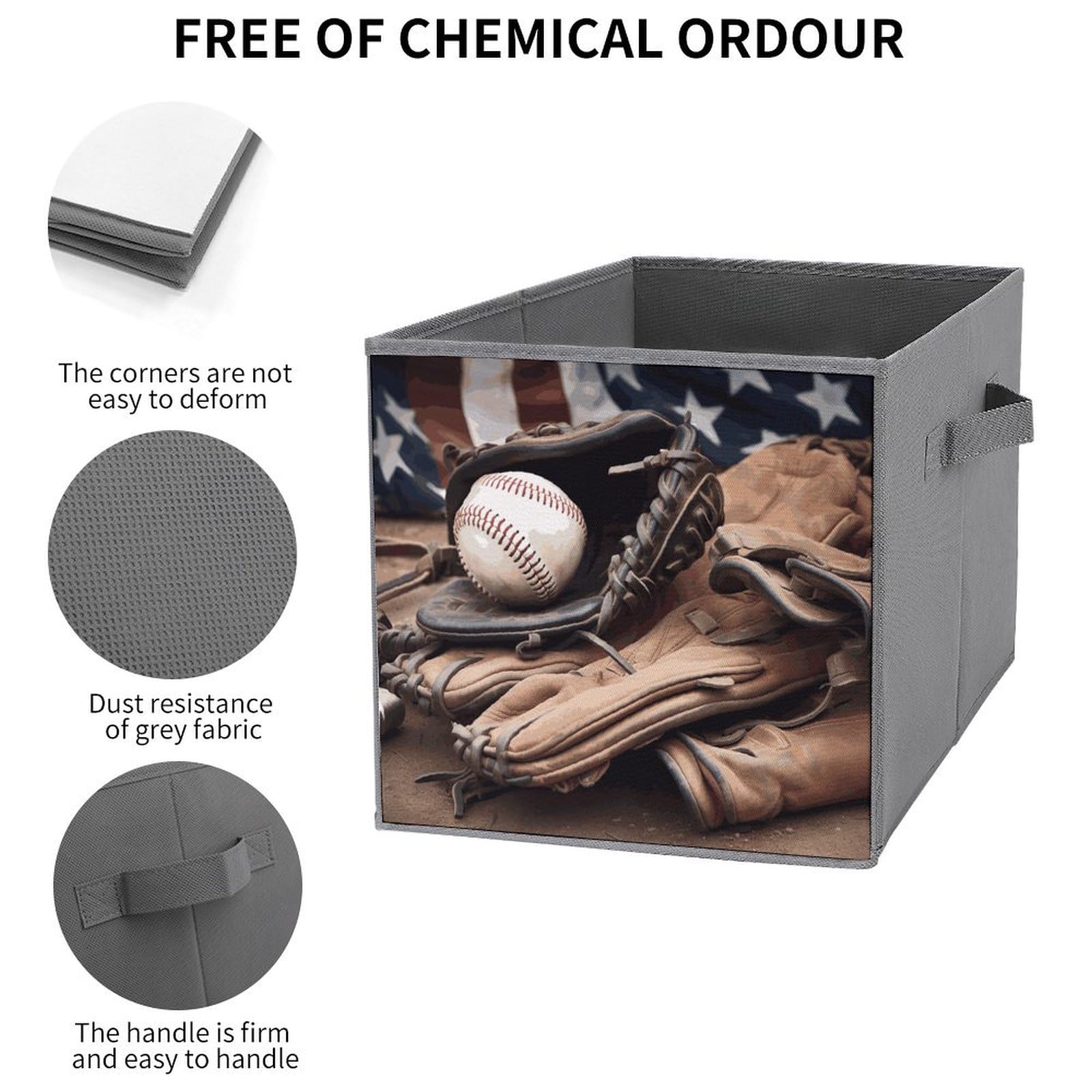 6-Pack Collapsible Storage Bins for Baseball Equipment - Printed Foldable Organizer Baskets with Handles - Multi-Purpose Storage Boxes for Shelves, Closet, Garage & Home Organization (Perfect for Sports Gear, Toys & Household Items)