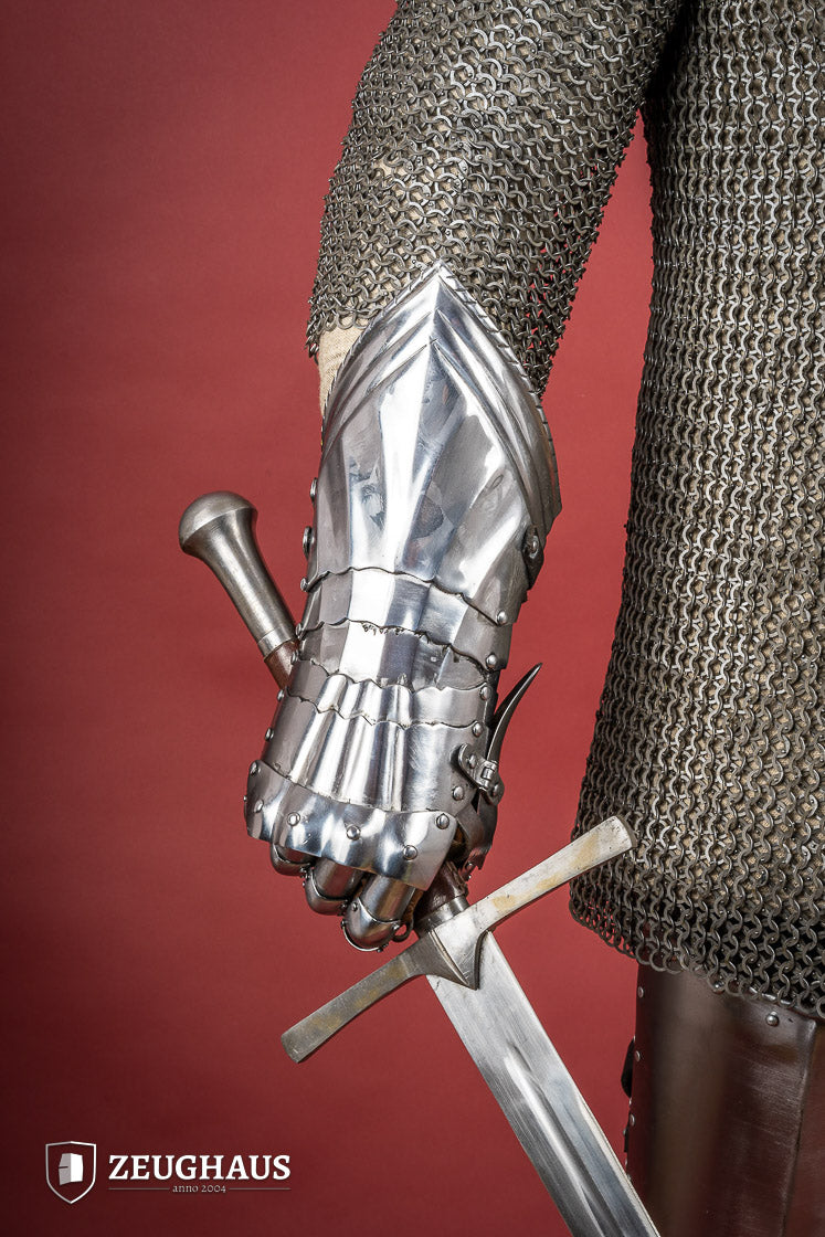 15th Century German Gauntlets - 1.2mm Polished Steel Medieval Armor for LARP, Cosplay & Historical Reenactment