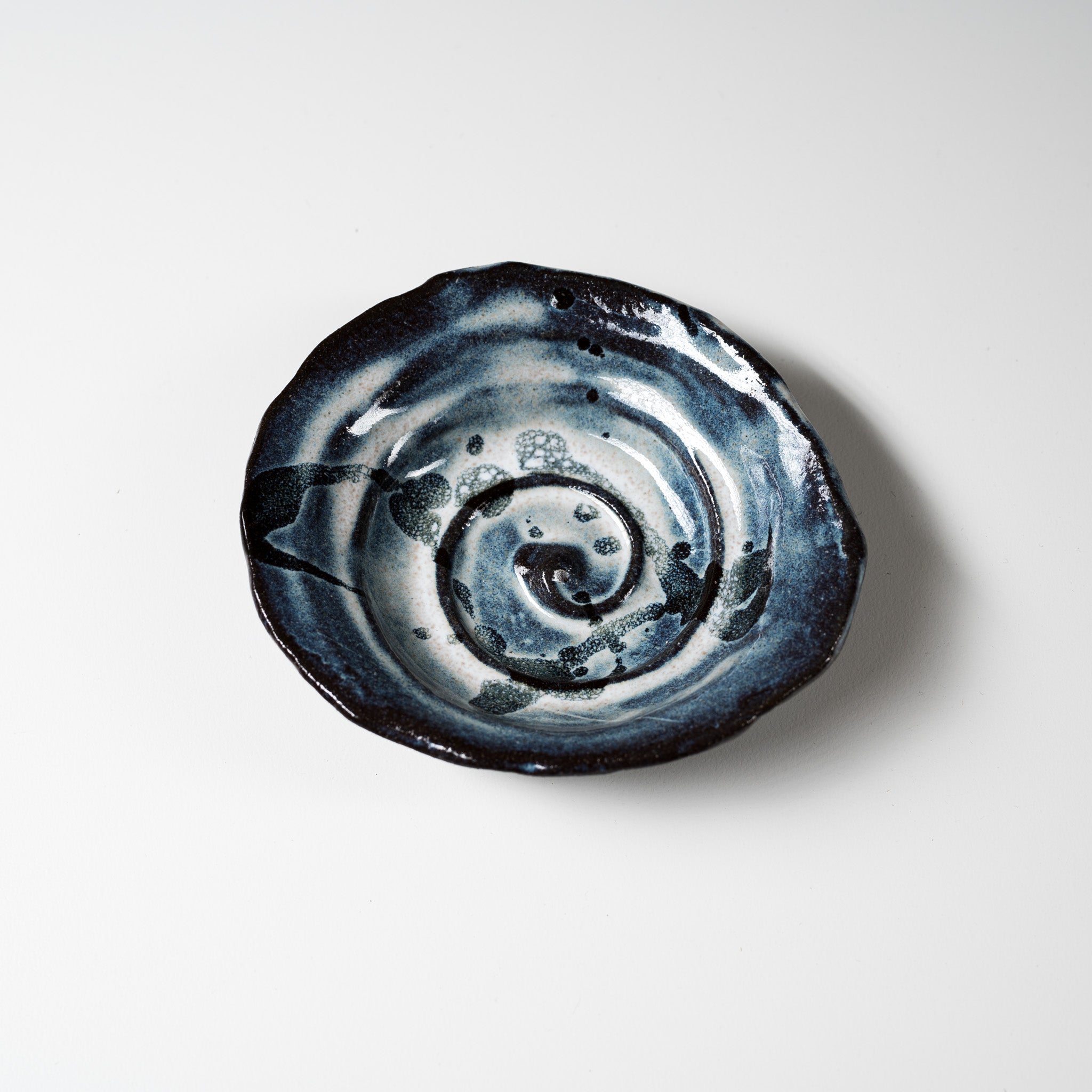 Handcrafted Mino Ware Small Side Dish Plate - Deep Sea Design - 10cm Ceramic Appetizer Plate - Perfect for Sushi, Desserts & Japanese Cuisine