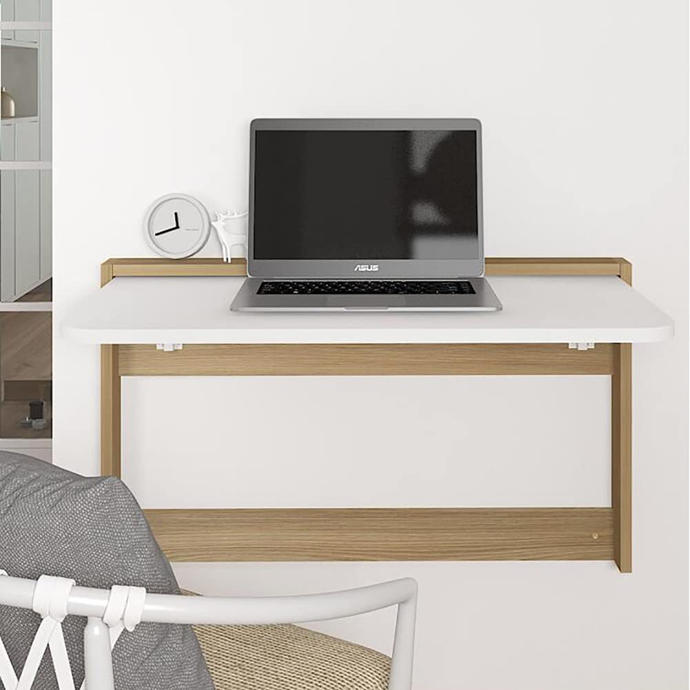 Space-Saving Wall-Mounted Floating Desk - Multifunctional Foldable Computer Desk with 60KG Capacity for Home Office, Living Room & Bedroom | Perfect for Small Spaces, Dorm Rooms & Workstations