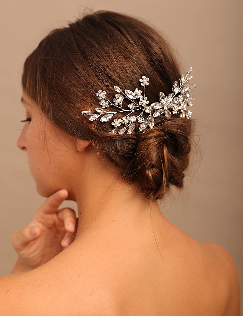 Crystal Bridal Hair Comb with Rhinestone & Pearl for Wedding - Gold