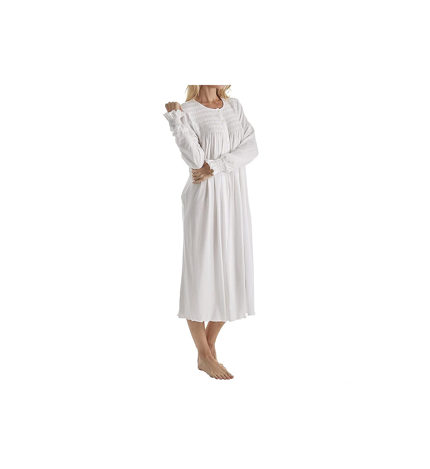 Women's Isabel Smocked Long Sleeve Nightgown - Soft Cotton Sleepwear for Women, Comfortable Loungewear for Home & Travel - Perfect for Sleeping, Relaxing and Maternity Wear
