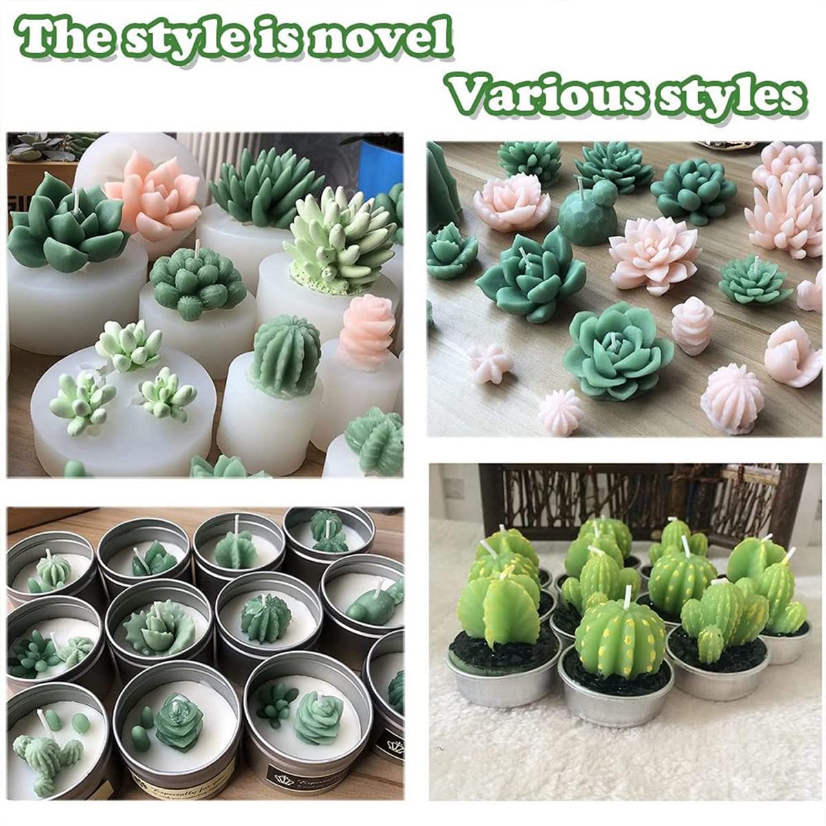 9 PCS Succulent Silicone Molds for DIY Resin Casting - 3D Cactus & Flower Molds for Clay, Candle Wax, Soap Making, Cake Decorating - Perfect for Home Crafts, Wedding Favors, and Party Decorations