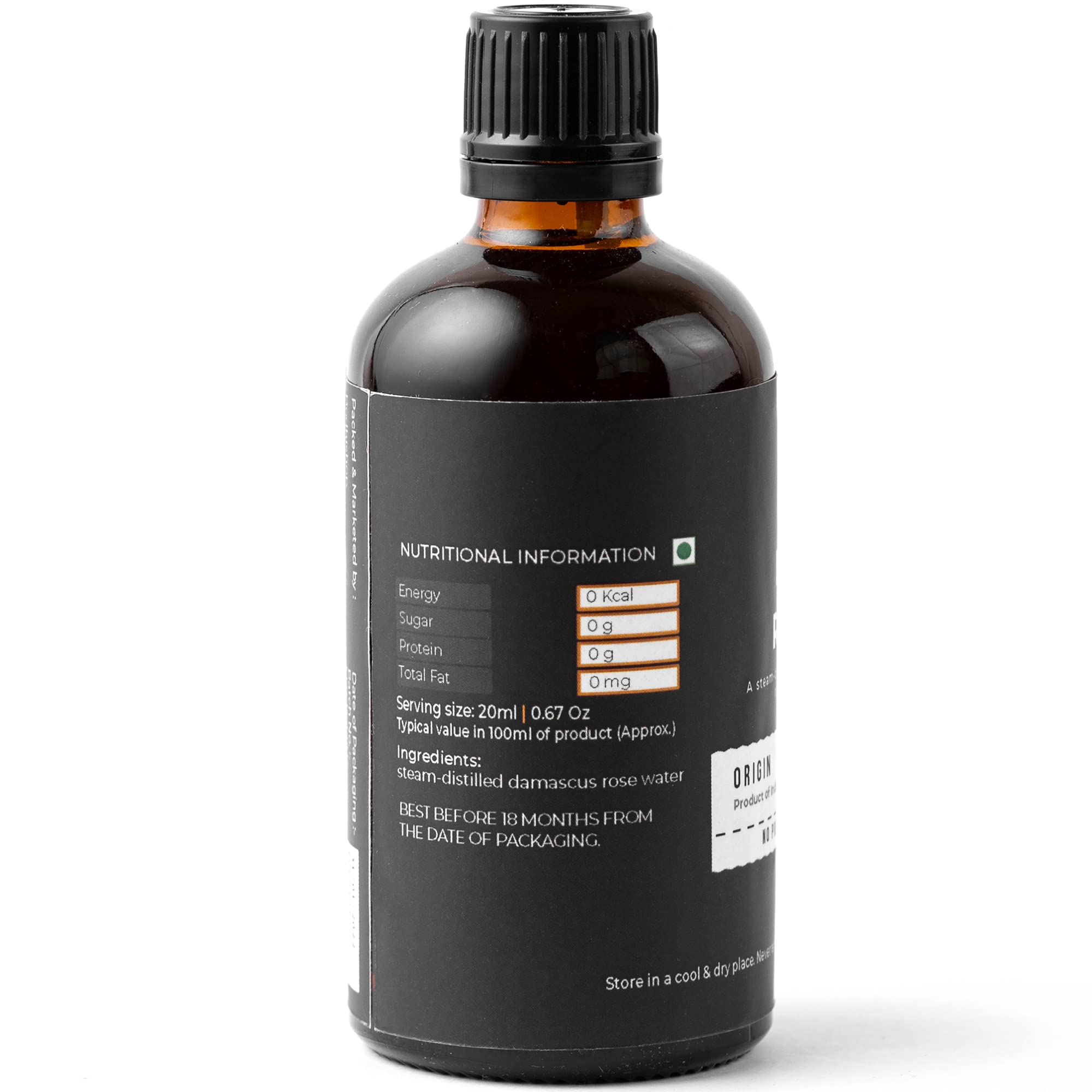 100% Pure Food Grade Rose Water for Cooking, Baking & Cocktails | Steam-Distilled Edible Damask Rose Hydrosol | 3.38 Oz (100ml) Bottle | Perfect for Middle Eastern Recipes, Desserts, Skincare & Hair Care