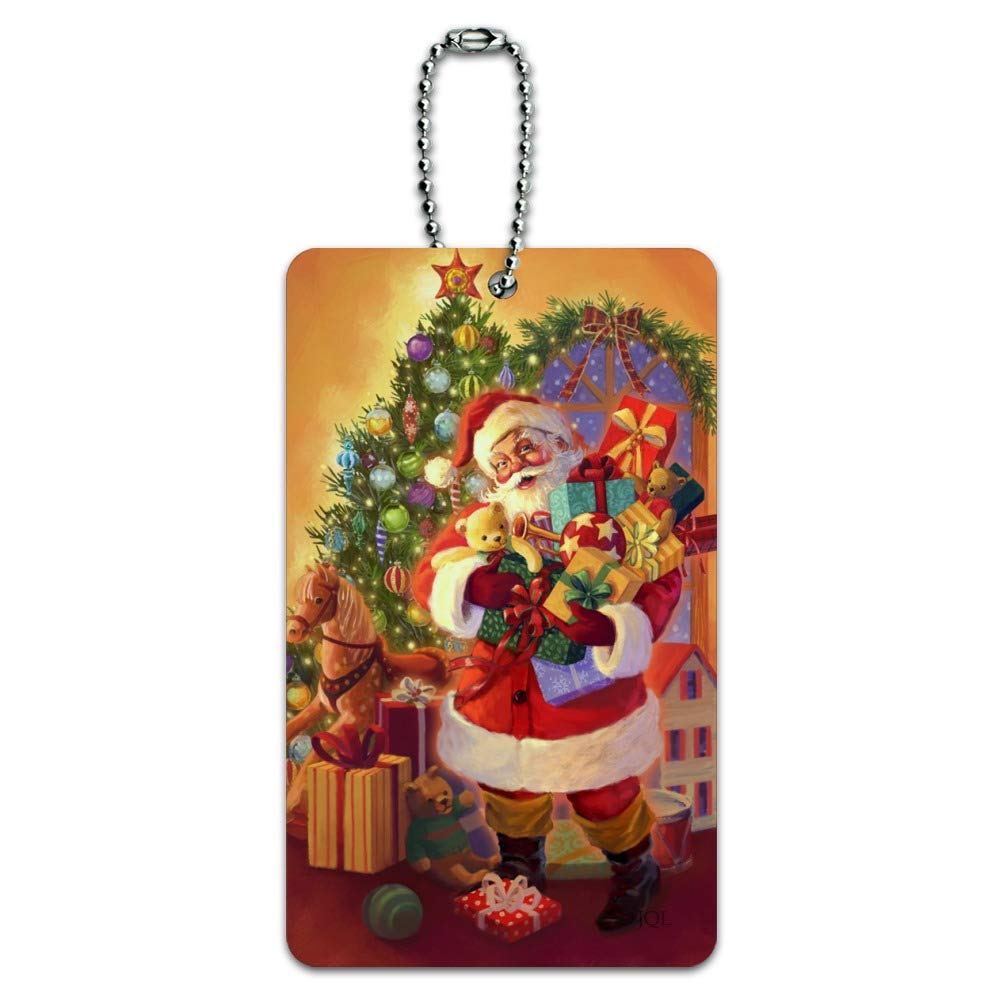 Santa Delivering Toys Luggage Tag - Christmas Holiday Carry-On ID Tag for Suitcases & Travel Bags - Perfect for Holiday Travel, Gift Giving & Festive Luggage Identification