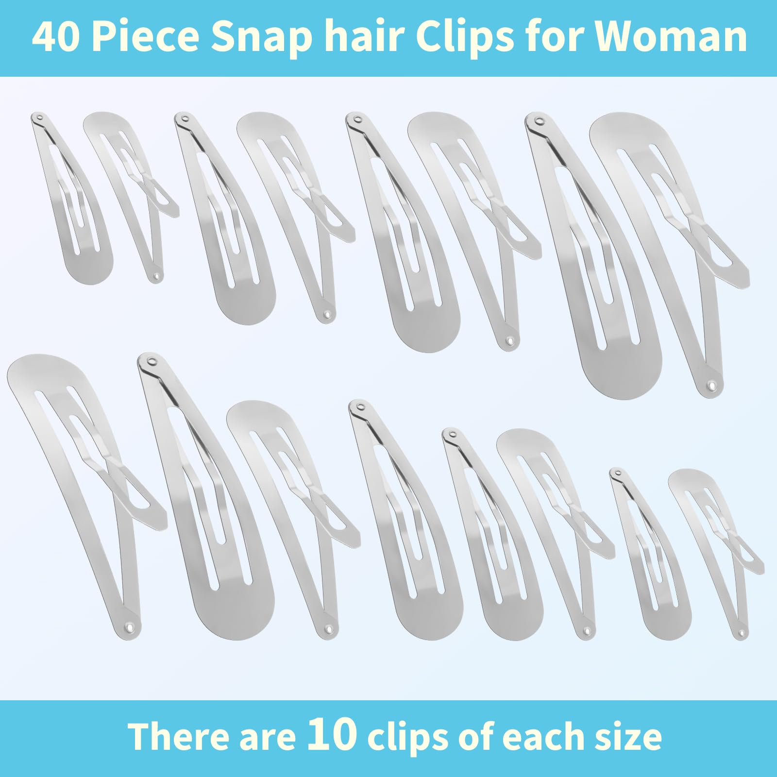 40-Piece Snap Hair Clips for Women & Girls - Large Metal Hair Barrettes with Storage Box, Non-Slip Hair Pins Accessories (1.9