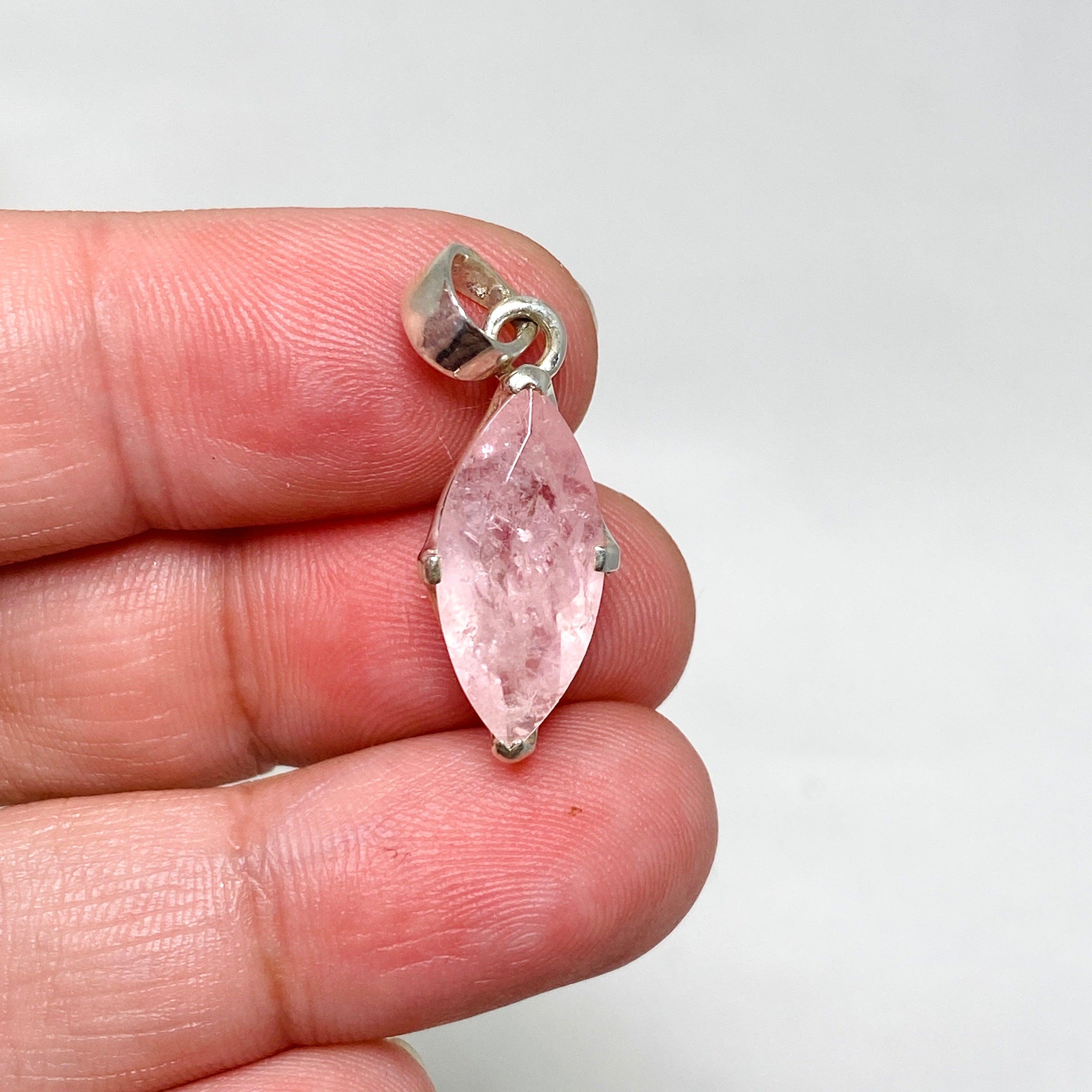 Morganite Faceted Marquise Pendant Necklace PPGJ689 - Elegant Jewelry for Women, Perfect for Weddings, Anniversaries & Special Occasions