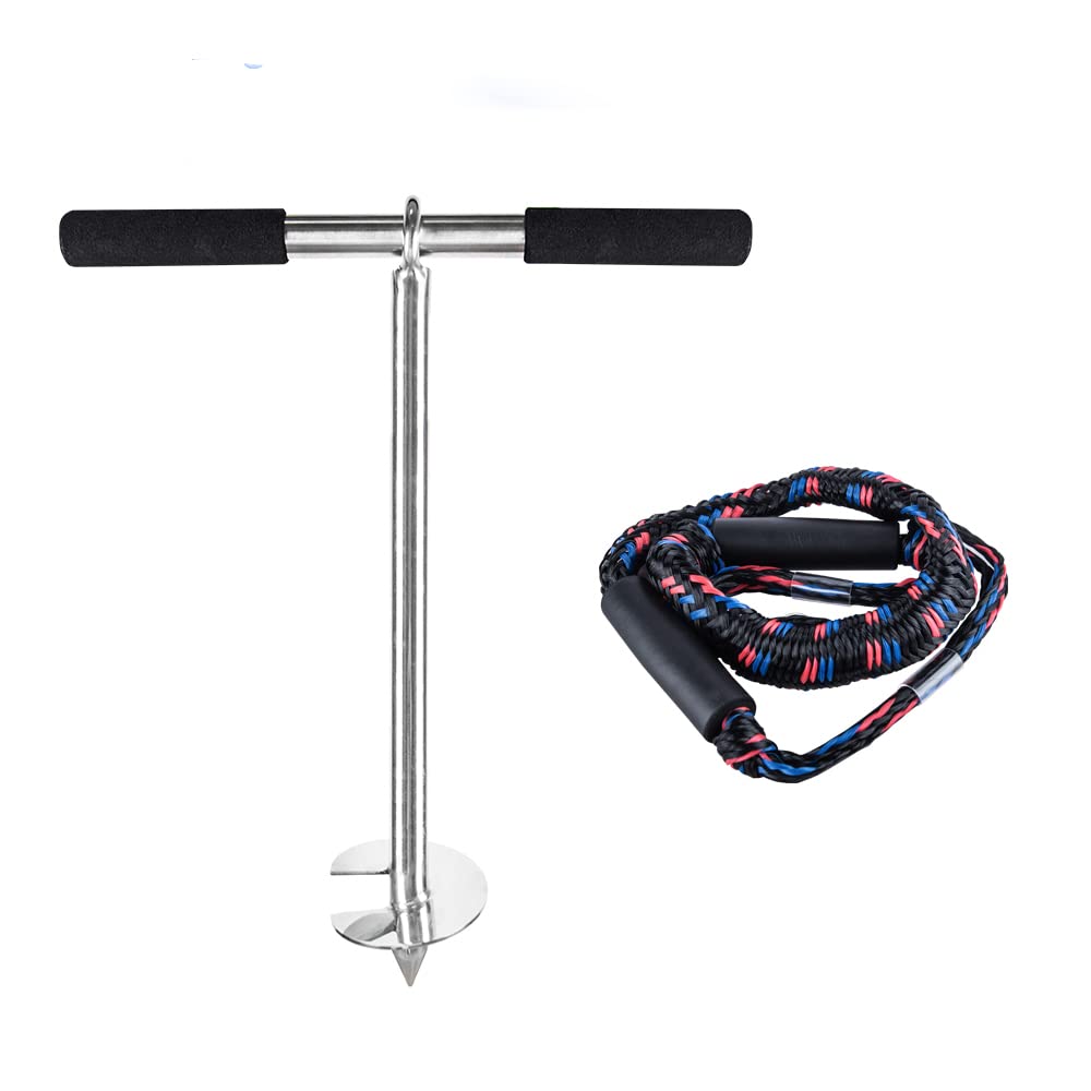 Premium Sand Anchor for Boats & PWCs - Heavy Duty Bungee Dock Line for Jet Skis, Pontoons & Kayaks - Secures Vessels Near Sandbars & Shallow Water - Perfect for Beach Days, Fishing Trips & Water Sports