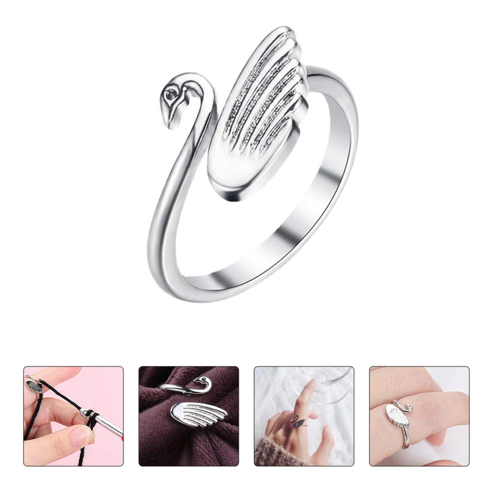 EXCEART Adjustable Knitting Crochet Ring - 2pcs Yarn Guide Finger Holder for DIY Knitting & Crochet Crafts | Perfect for Beginners, Handmade Scarves, Hats, and Sweaters