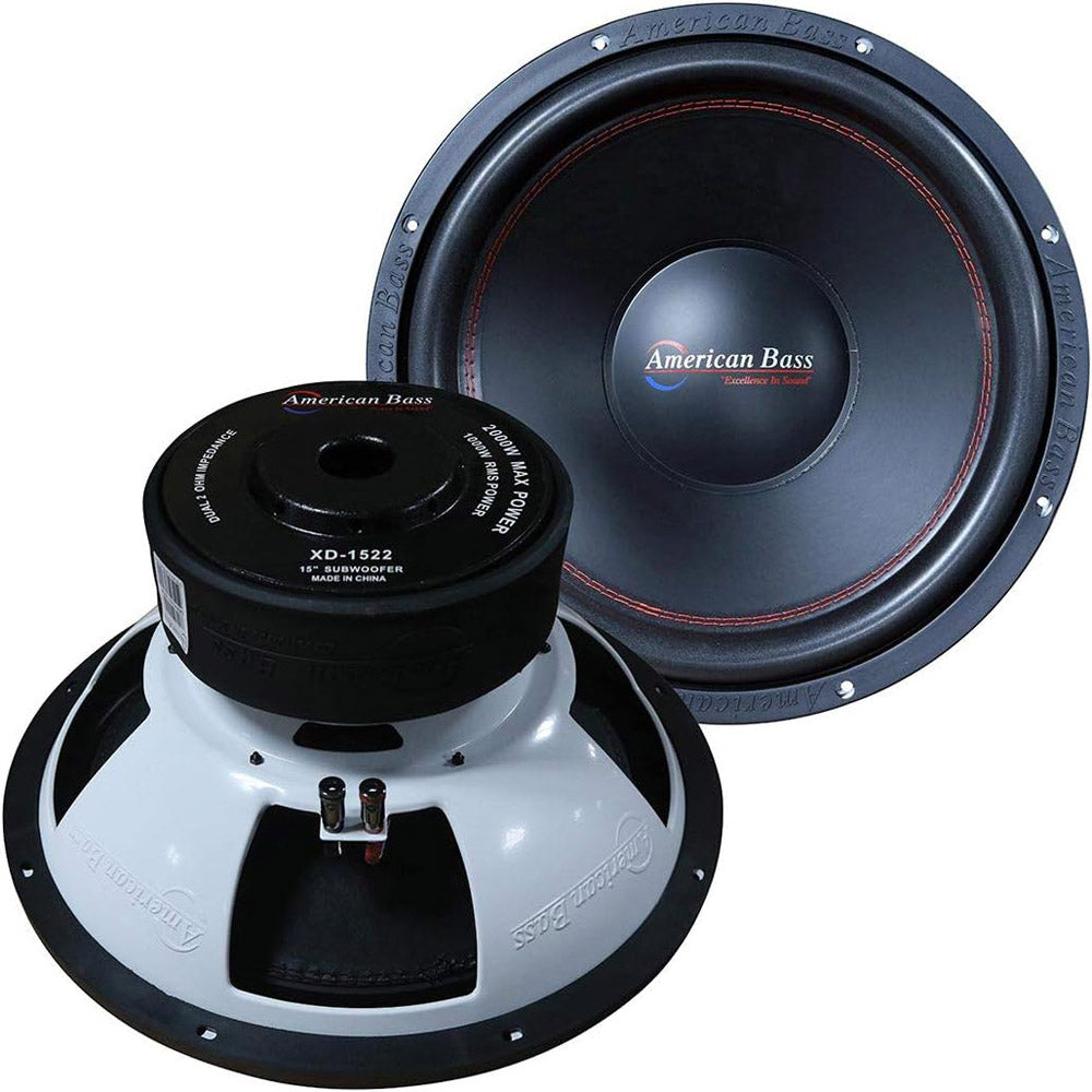 American Bass XD1522 1400W 15-Inch Dual 2 Ohm Car Subwoofer - Powerful Bass for Car Audio Systems, Home Theater, and Music Enthusiasts