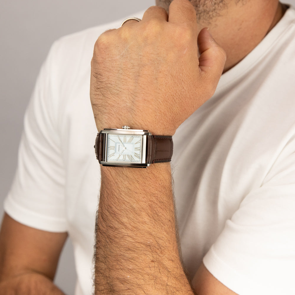 Fossil Carraway FS6110 Genuine Leather Watch for Men - Stylish & Durable Timepiece for Everyday Wear, Business & Casual Outfits