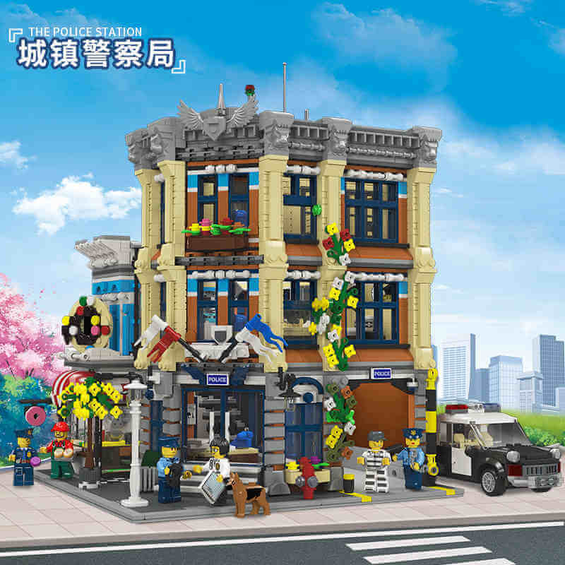 JIE STAR 89134 Brick Town Police Station Building Blocks Set - Creative Construction Toy for Kids & Adults - Perfect for Role Play, Collectors & Home Decor