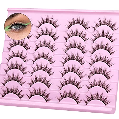 Natural Look Wispy Fluffy Manga Lashes - Soft Reusable Fake Eyelashes with Tapered Ends (14 Pairs Pack) by ALICE | Perfect for Asian Eye Shapes, Daily Wear & Special Occasions