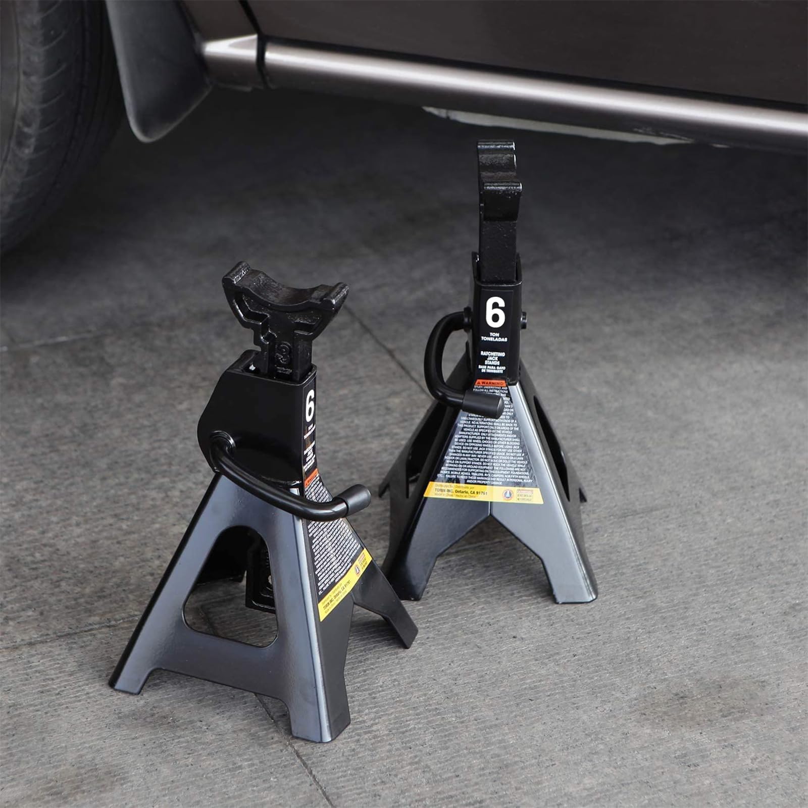 GARVEE 2 Pack 6 Ton (13000 lbs) Heavy Duty Adjustable Car Jack Stands 15.5-24 Inch Height - for Vehicle Lifting, Auto Repair, Garage Maintenance & DIY Projects