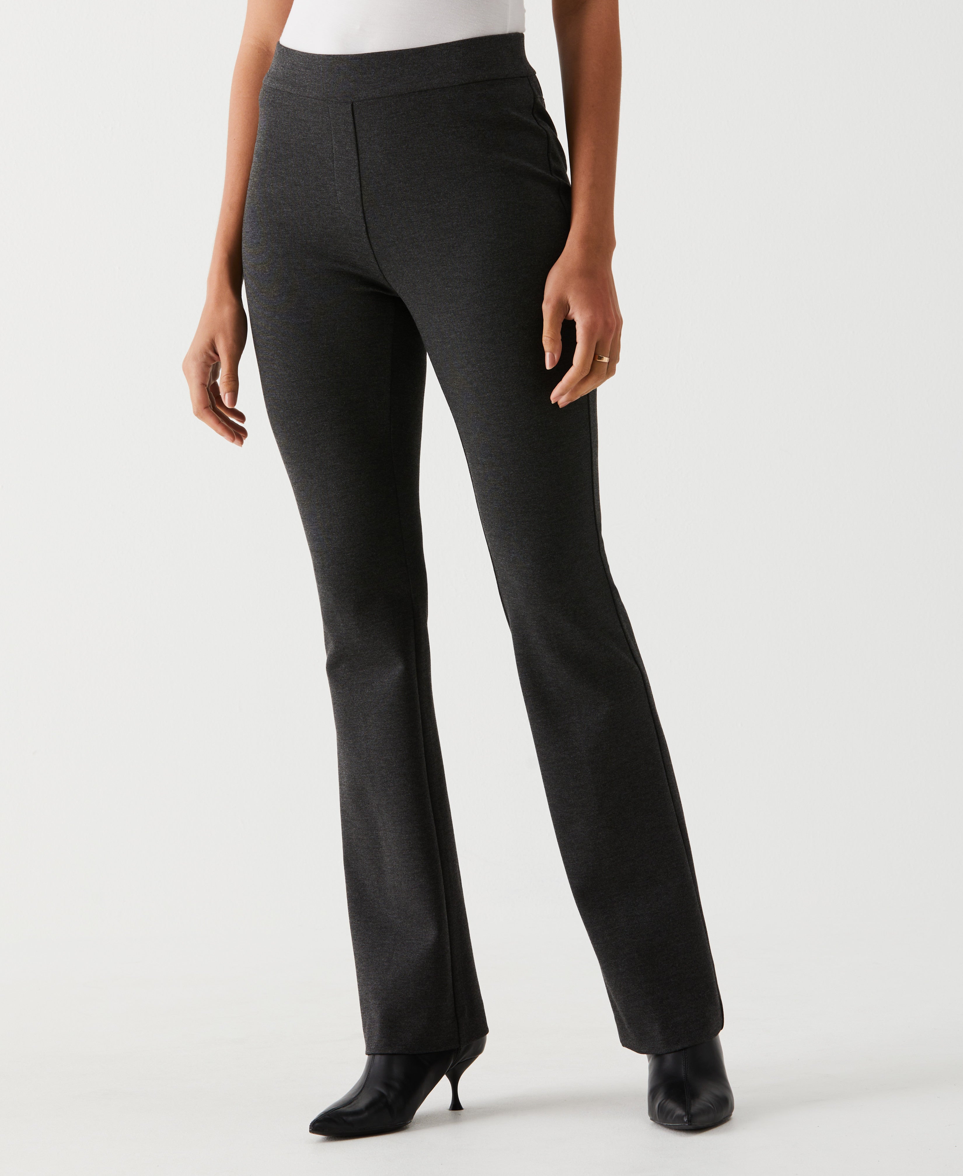 Ponte Knit Bootcut Pull On Pants for Women - Stretchy Comfortable Work Pants & Casual Office Wear