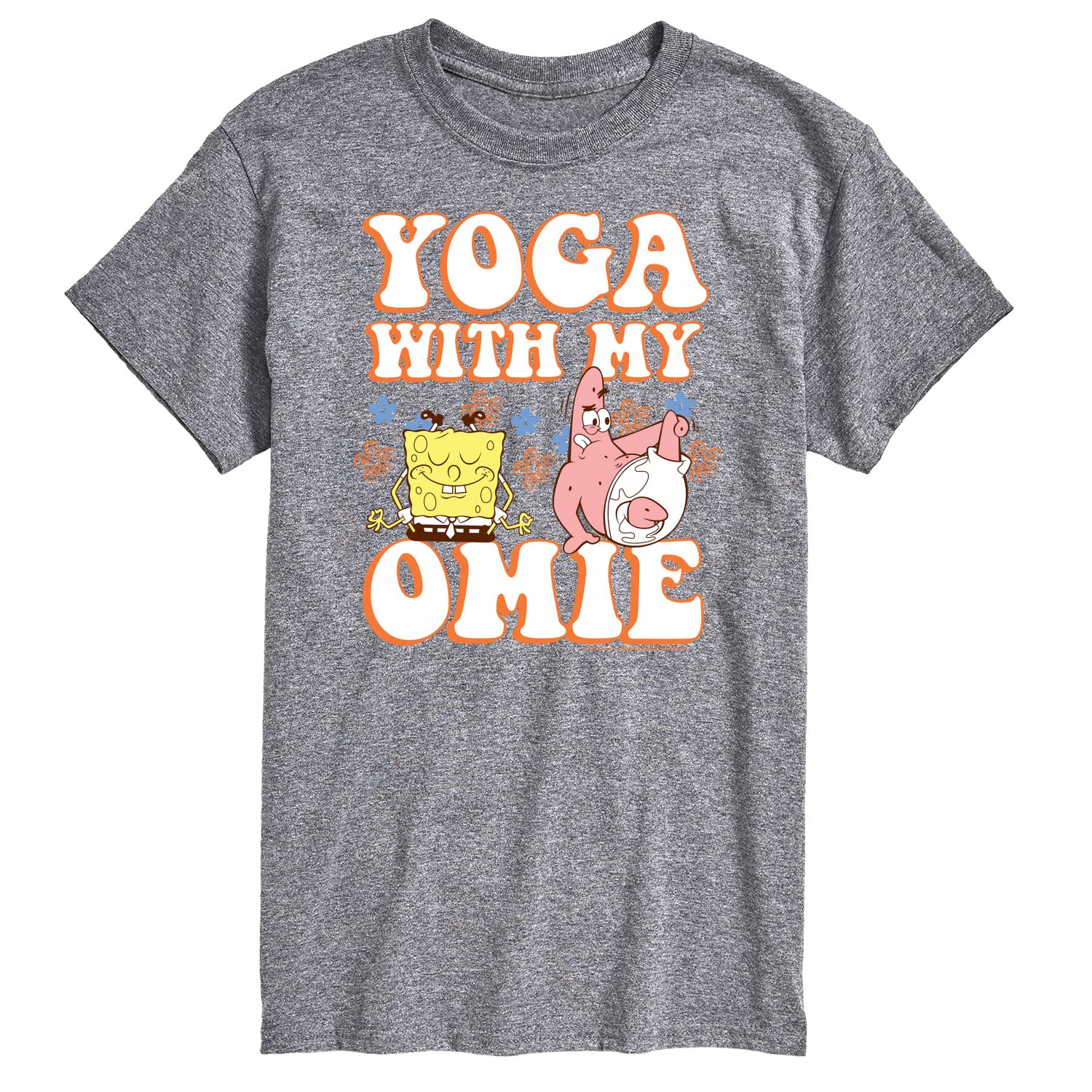 Spongebob Squarepants Yoga with My Omie Graphic T-Shirt for Men | Comfortable Short Sleeve Casual Tee | Perfect for Yoga, Gym & Everyday Wear