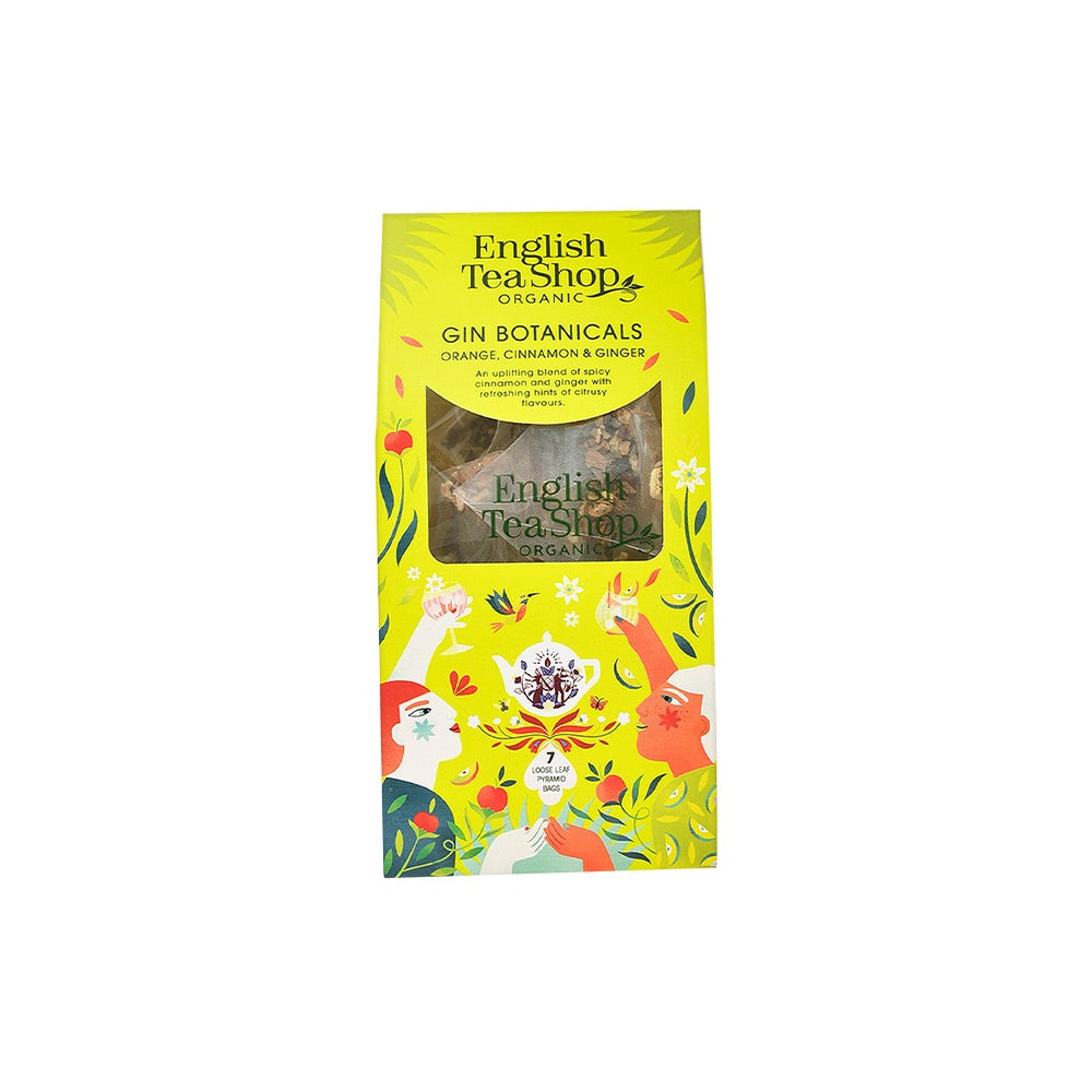 Premium English Tea Shop Gin Botanical Orange, Cinnamon & Ginger Herbal Tea - 7 Pyramid Tea Bags for Relaxation & Afternoon Tea Time
